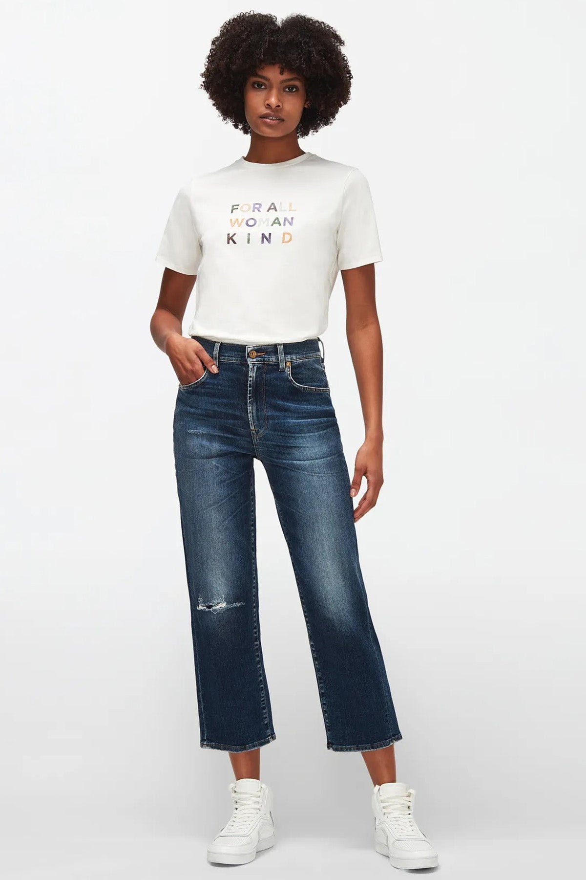 7 For All Mankind Modern Straight Fit Crop Paça Jeans-Libas Trendy Fashion Store