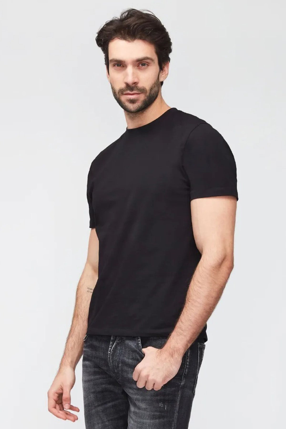 7 For All Mankind Yuvarlak Yaka Luxe Performance Streç T-shirt-Libas Trendy Fashion Store