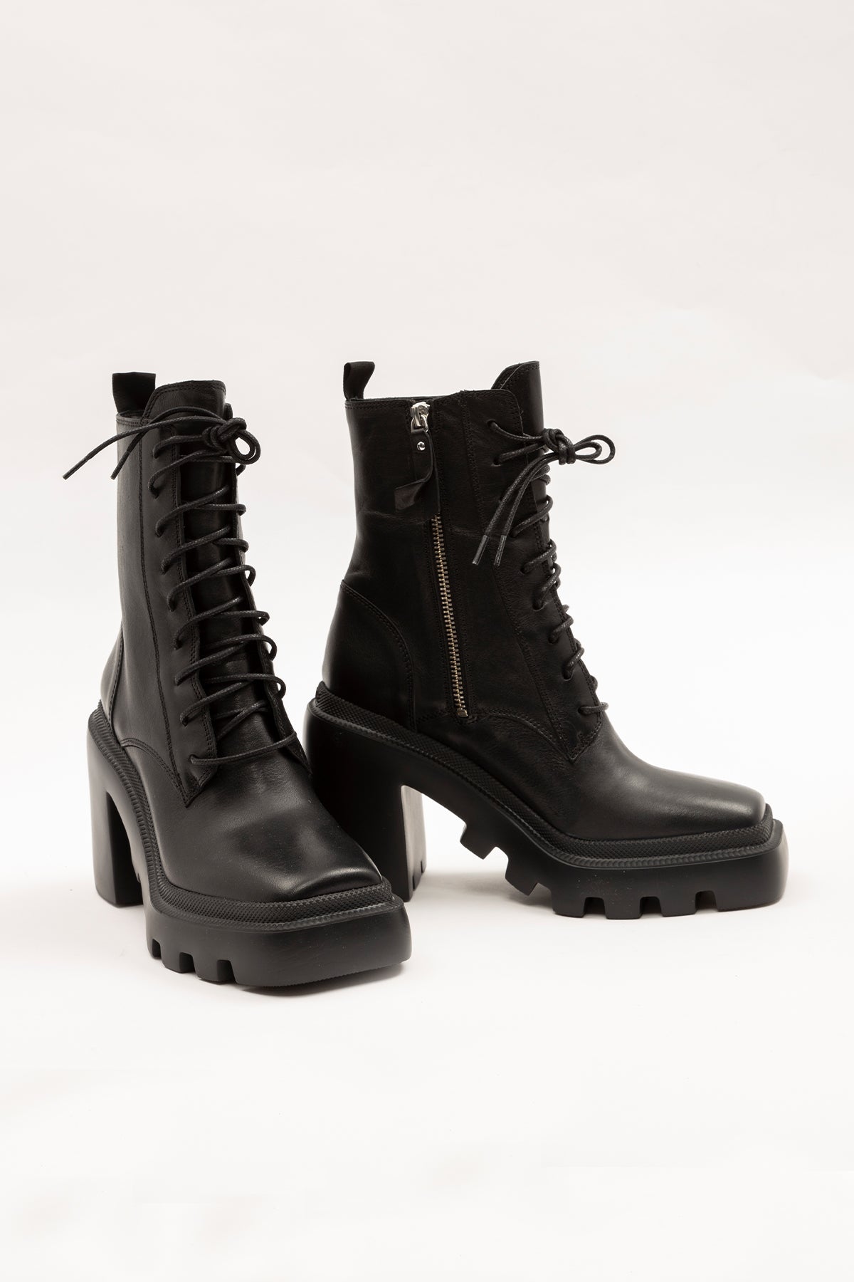 Vic Matie Küt Burun Yandan Fermuarlı Deri Postal Bot-Libas Trendy Fashion Store