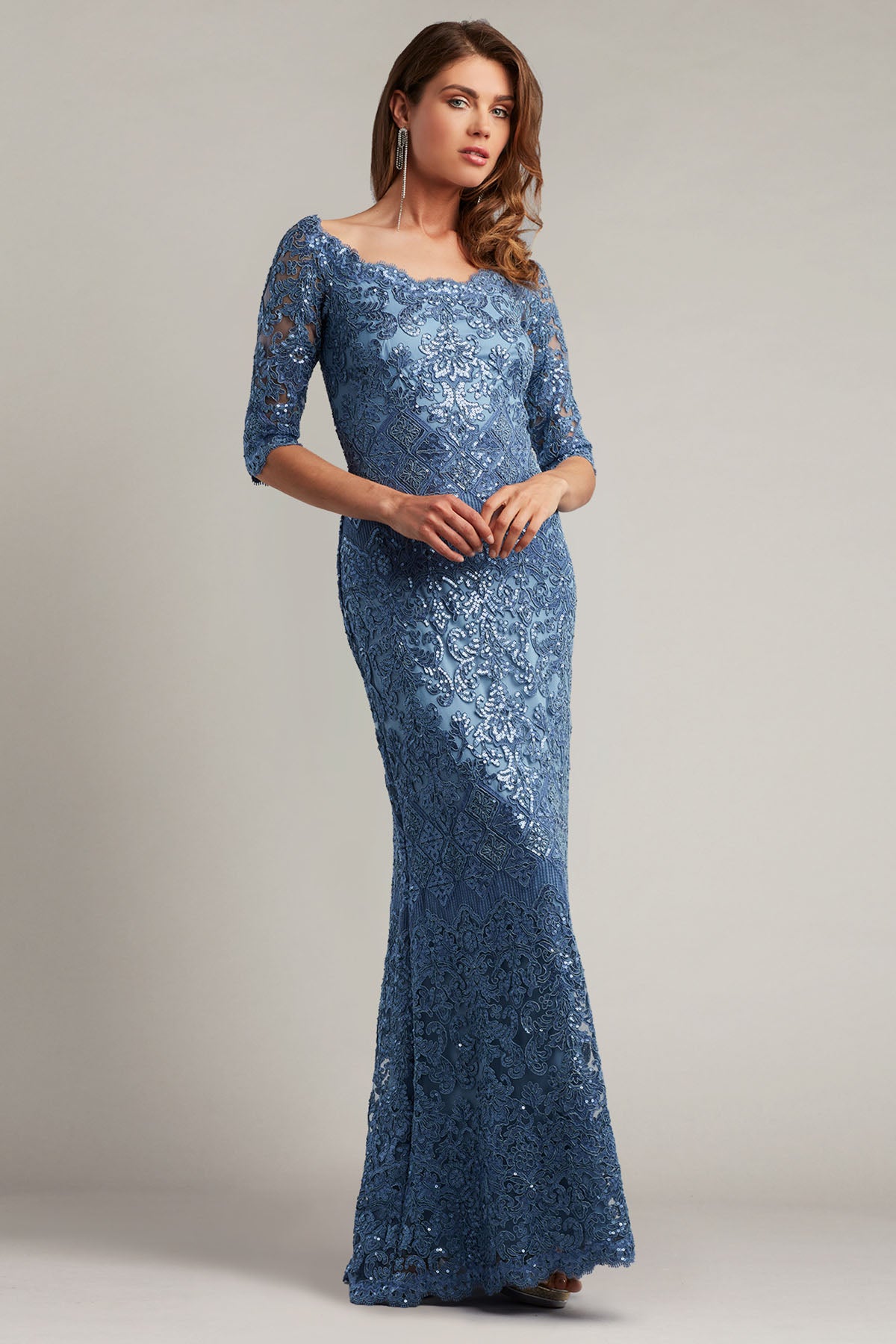 Tadashi Shoji Payetli Maxi Abiye Elbise-Libas Trendy Fashion Store