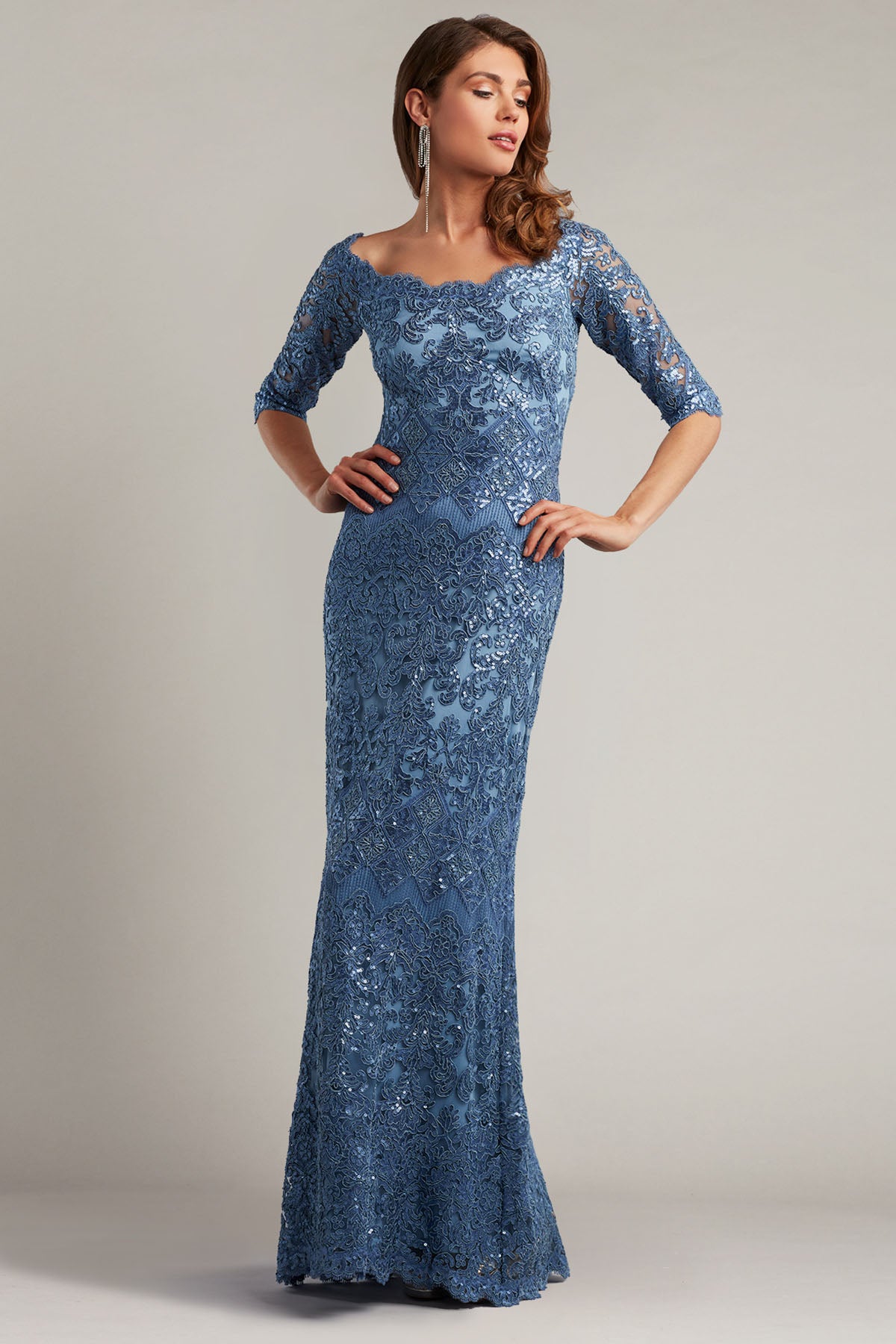 Tadashi Shoji Payetli Maxi Abiye Elbise-Libas Trendy Fashion Store