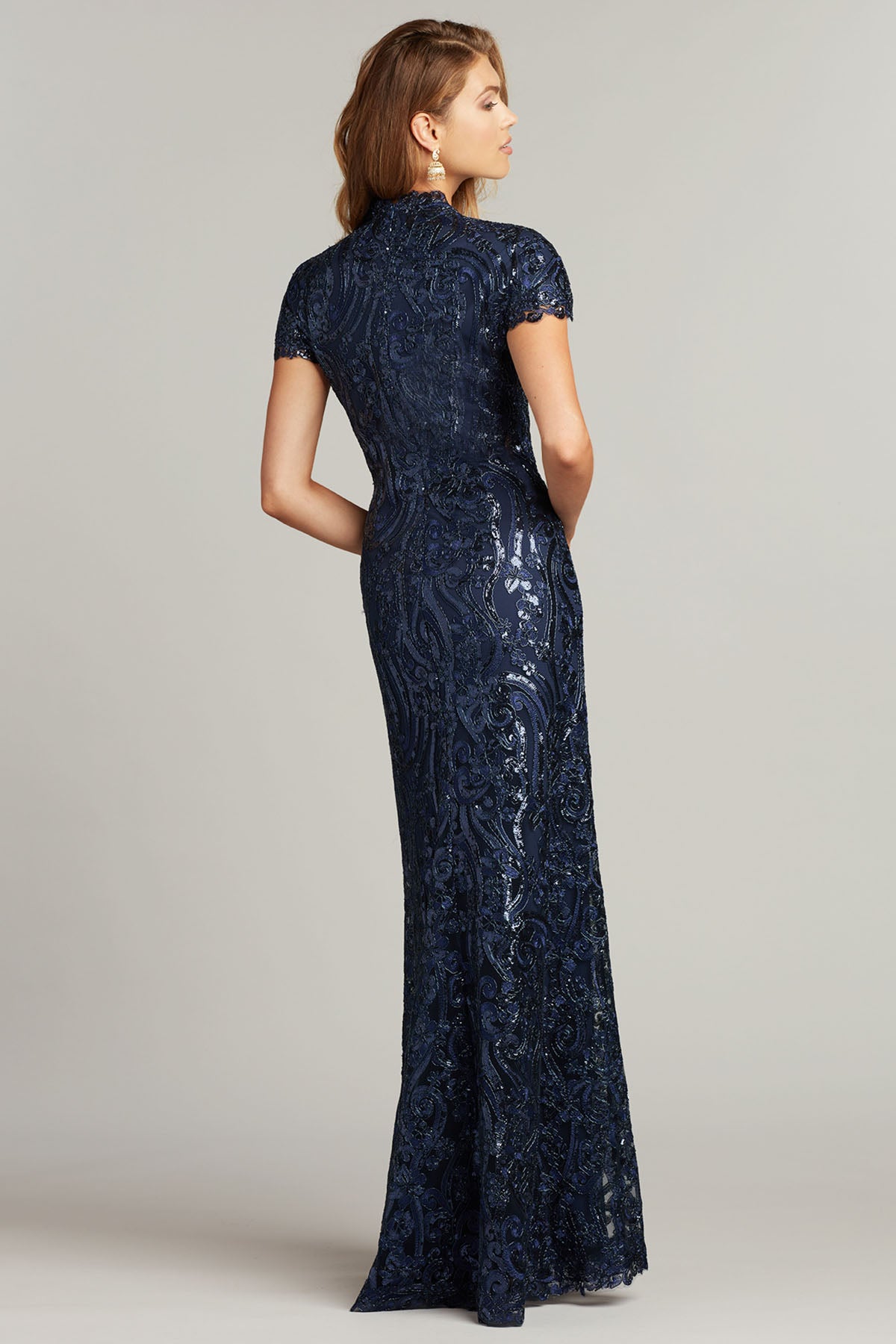 Tadashi Shoji Payetli V Yaka Maxi Abiye Elbise-Libas Trendy Fashion Store