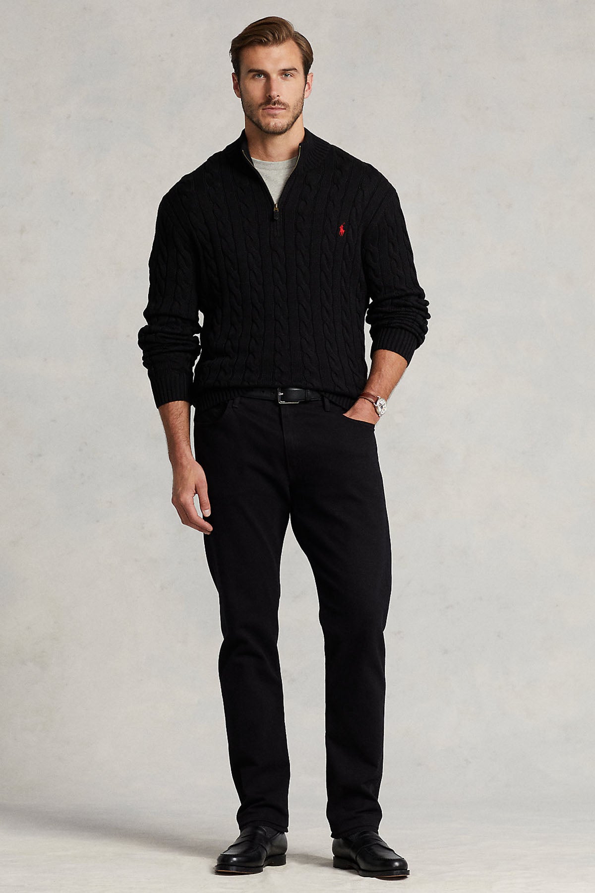 Polo Ralph Lauren Yarım Fermuarlı Dik Yaka Saç Örgü Triko-Libas Trendy Fashion Store