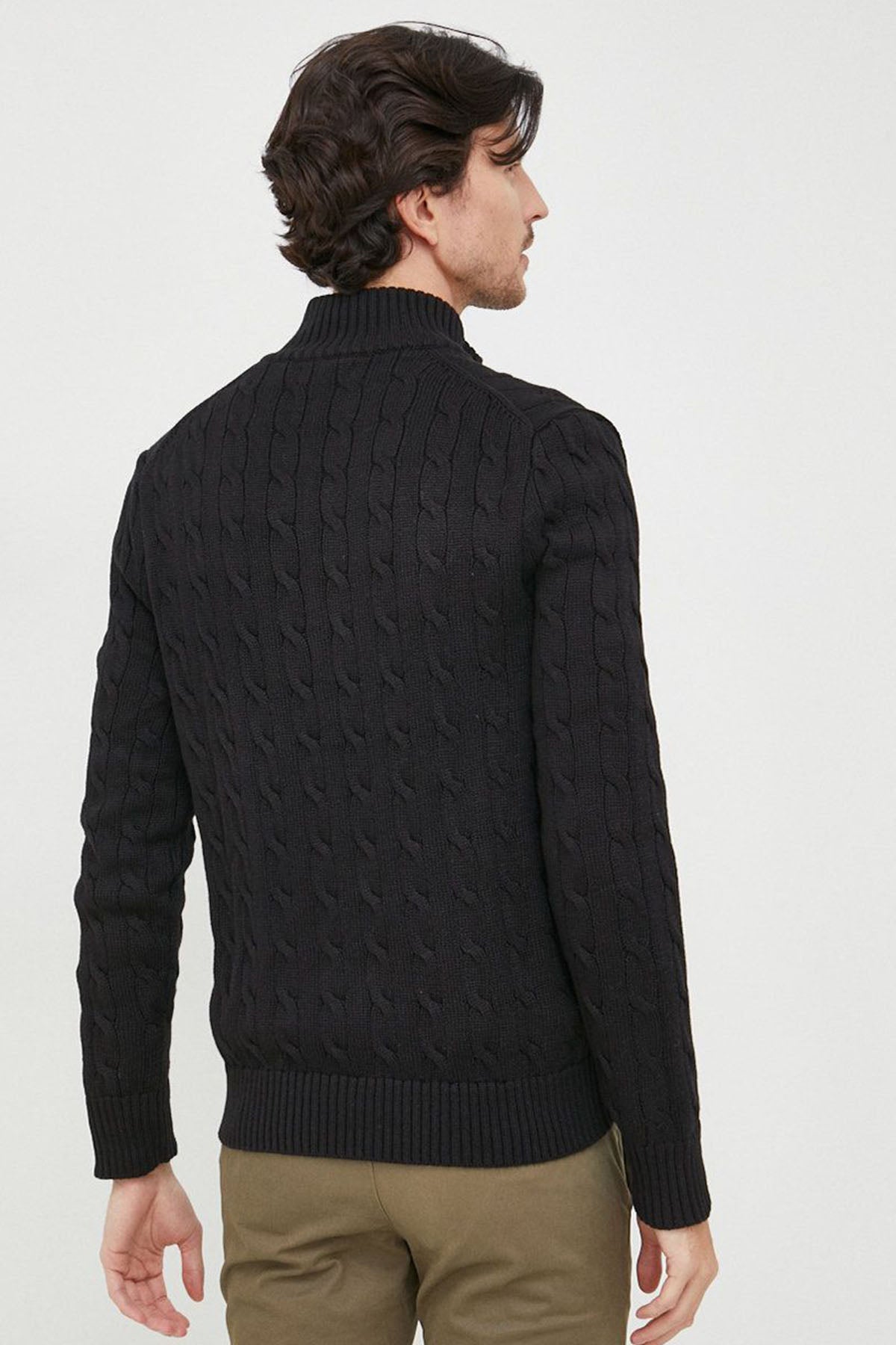 Polo Ralph Lauren Dik Yaka Saç Örgü Triko Ceket-Libas Trendy Fashion Store