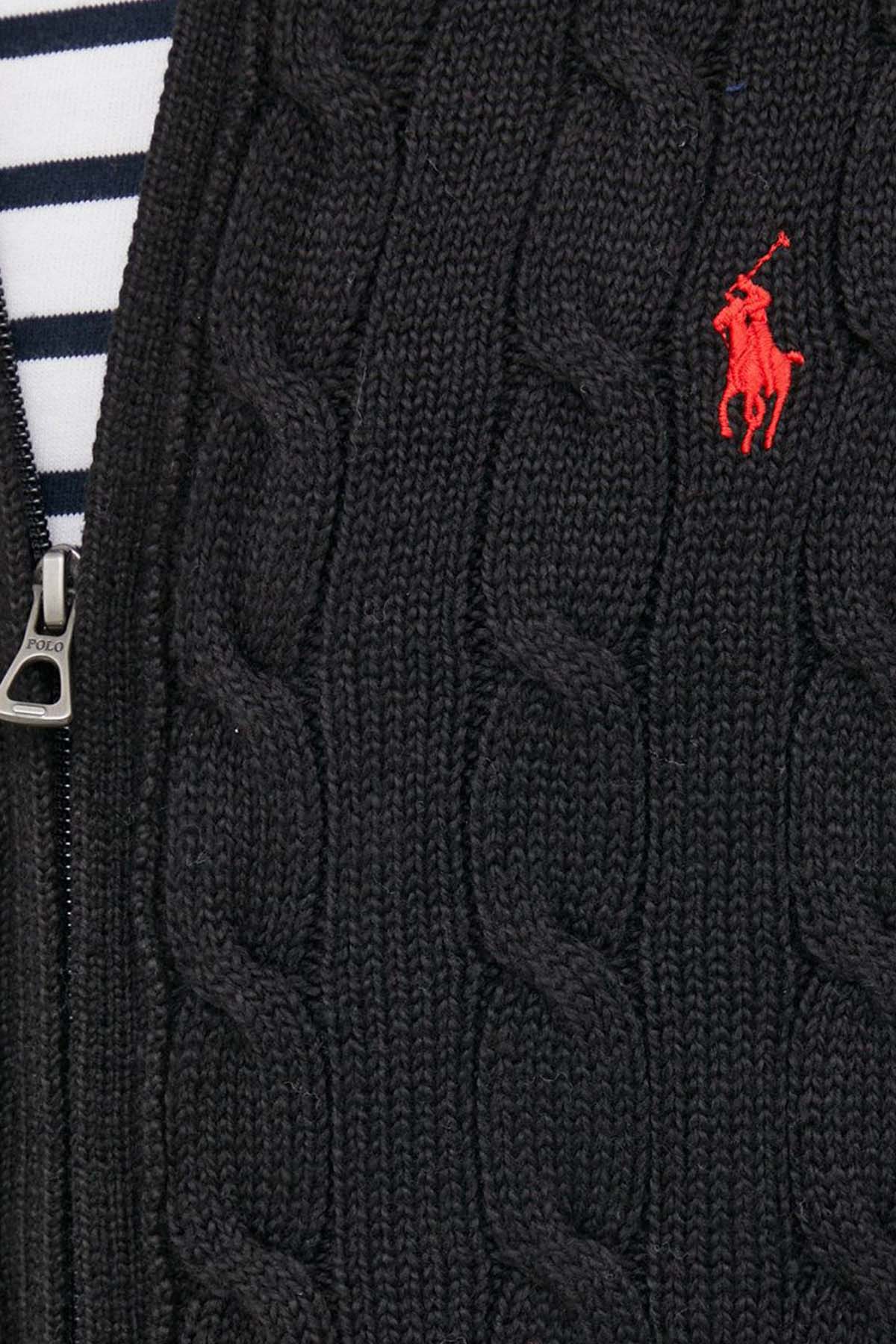 Polo Ralph Lauren Dik Yaka Saç Örgü Triko Ceket-Libas Trendy Fashion Store