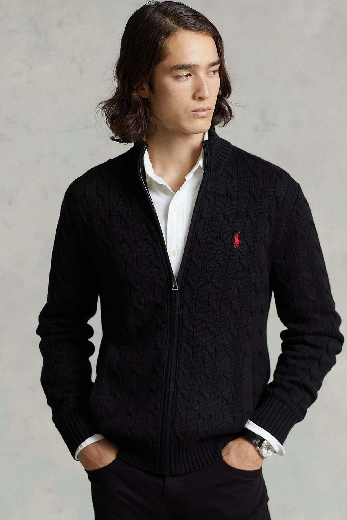 Polo Ralph Lauren Dik Yaka Saç Örgü Triko Ceket-Libas Trendy Fashion Store