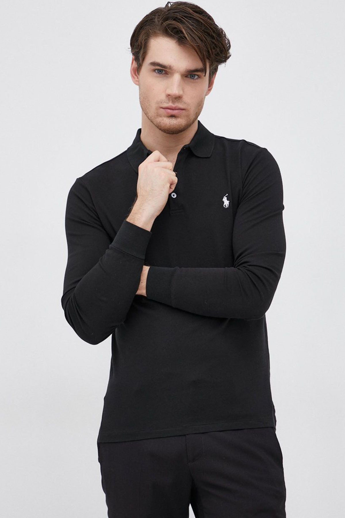 Polo Ralph Lauren Slim Fit Stretch Mesh Polo Yaka Uzun Kollu T-shirt-Libas Trendy Fashion Store