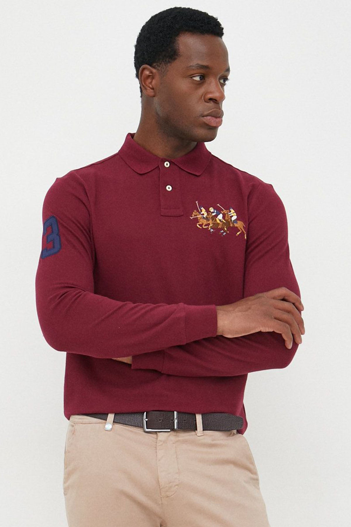 Polo Ralph Lauren Custom Slim Fit Triple Pony Logolu Polo Yaka T-shirt-Libas Trendy Fashion Store