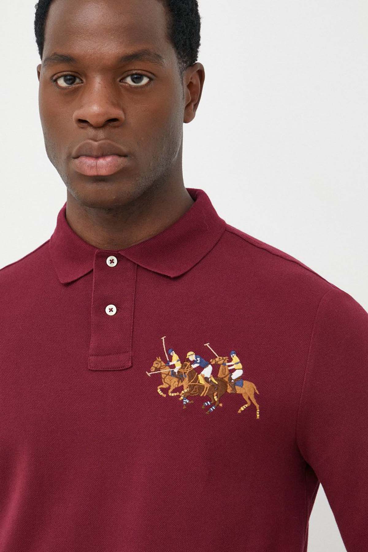 Polo Ralph Lauren Custom Slim Fit Triple Pony Logolu Polo Yaka T-shirt-Libas Trendy Fashion Store