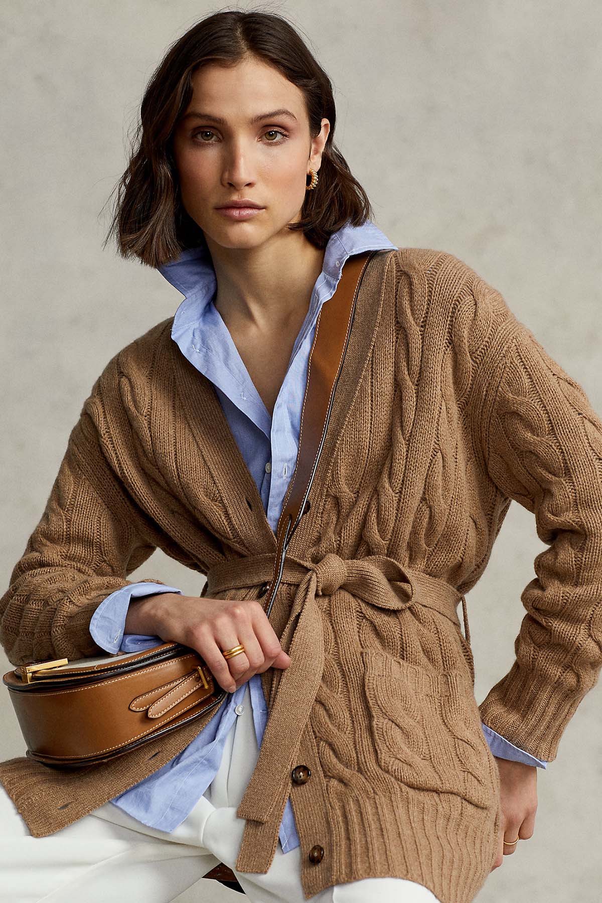 Polo Ralph Lauren Kuşaklı Saç Örgü Kaşmirli Yün Triko Ceket-Libas Trendy Fashion Store