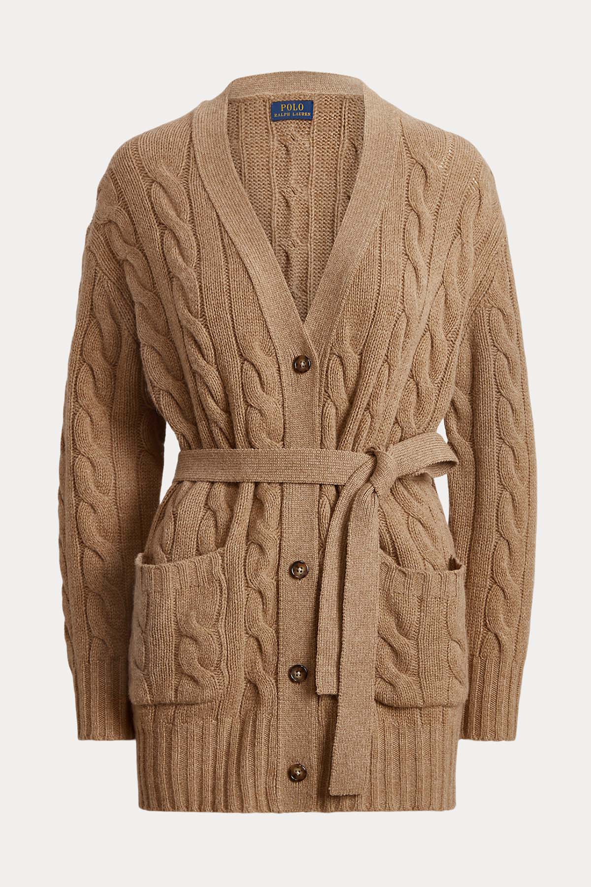 Polo Ralph Lauren Kuşaklı Saç Örgü Kaşmirli Yün Triko Ceket-Libas Trendy Fashion Store