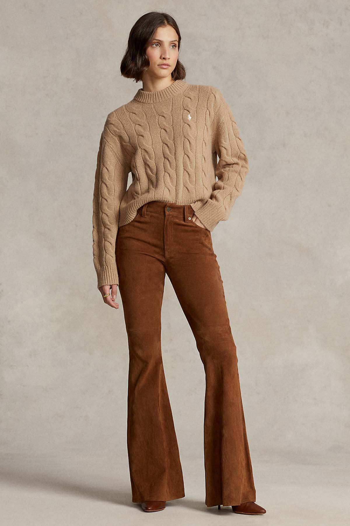 Polo Ralph Lauren Geniş Kesim Saç Örgü Kaşmirli Yün Triko-Libas Trendy Fashion Store