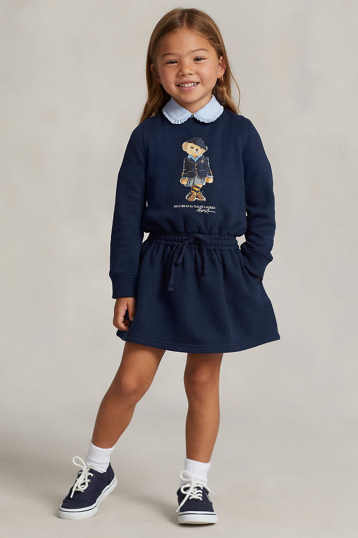 Polo Ralph Lauren Kids 5-6 Yaş Kız Çocuk Polo Bear Sweatshirt Elbise-Libas Trendy Fashion Store