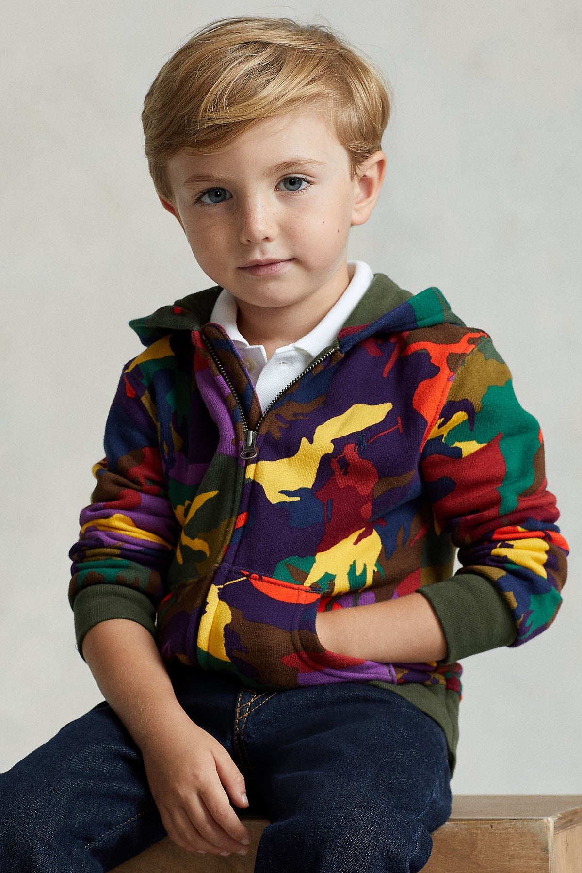 Polo Ralph Lauren Kids 5 Yaş Erkek Çocuk Kamuflaj Desenli Sweatshirt Ceket-Libas Trendy Fashion Store