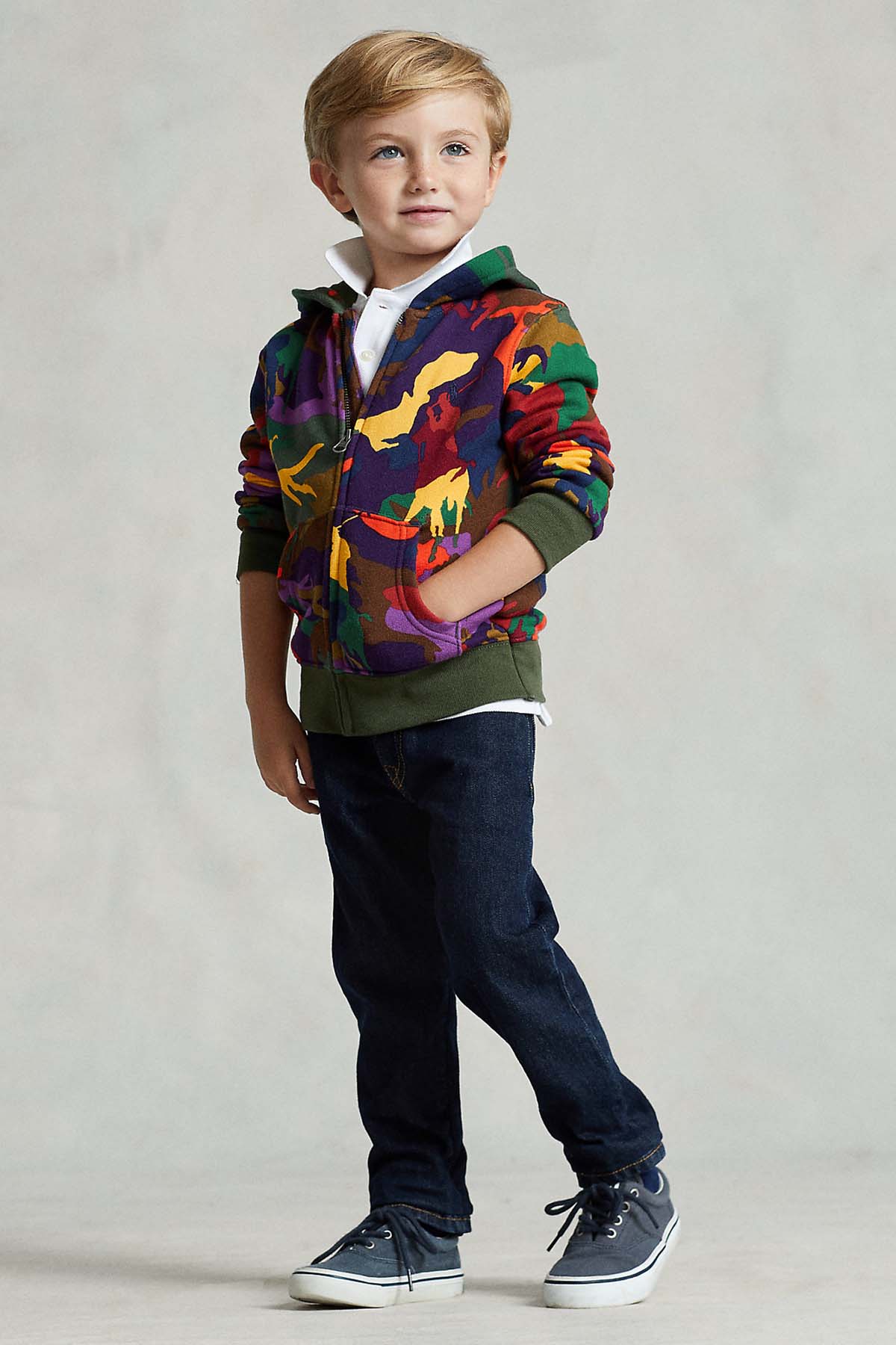 Polo Ralph Lauren Kids 5 Yaş Erkek Çocuk Kamuflaj Desenli Sweatshirt Ceket-Libas Trendy Fashion Store