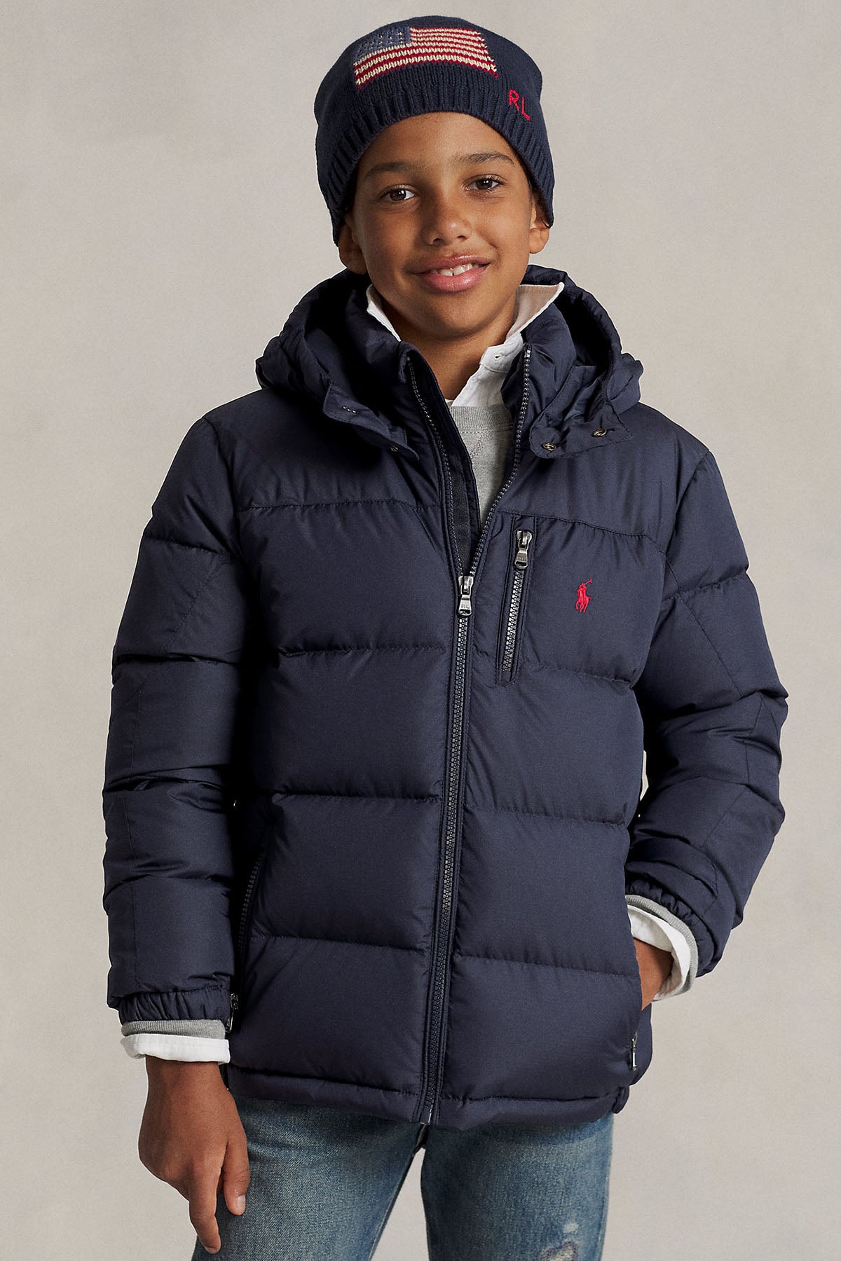 Polo Ralph Lauren Kids M Beden Erkek Çocuk Kapüşonlu Puffer Mont-Libas Trendy Fashion Store