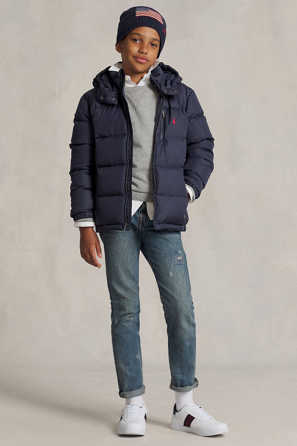 Polo Ralph Lauren Kids M Beden Erkek Çocuk Kapüşonlu Puffer Mont-Libas Trendy Fashion Store