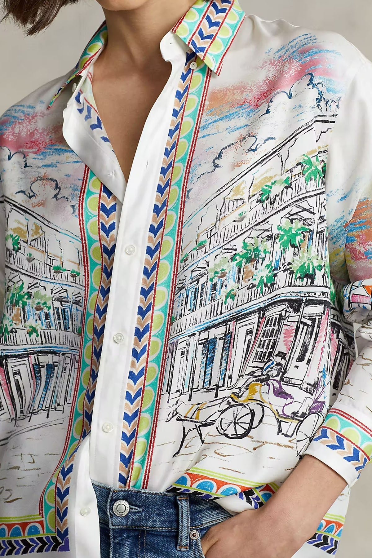 Polo Ralph Lauren Şehir Temalı İpek Gömlek-Libas Trendy Fashion Store