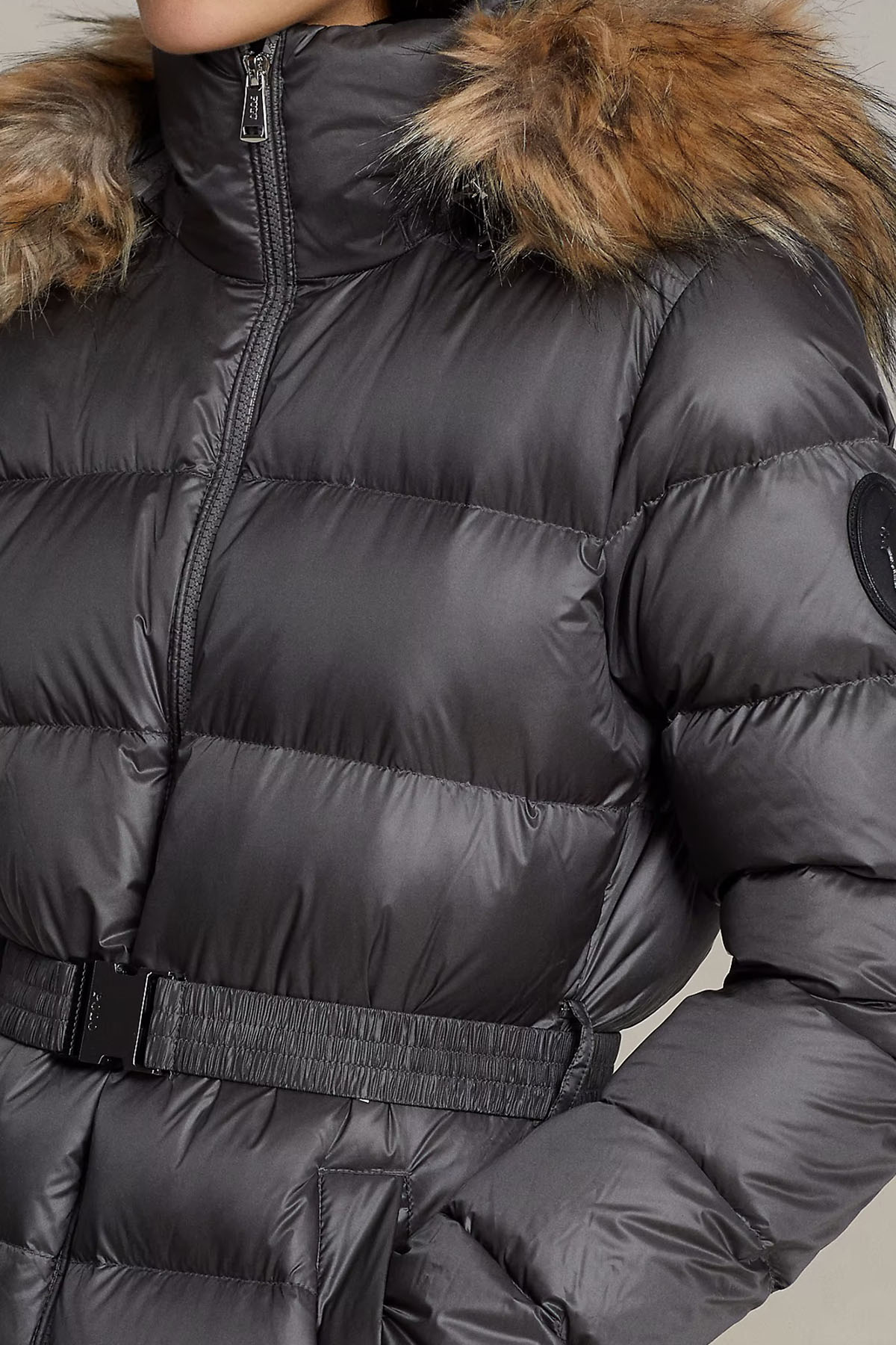 Polo Ralph Lauren Belden Kemerli Kürklü Kapüşonlu Puffer Mont-Libas Trendy Fashion Store