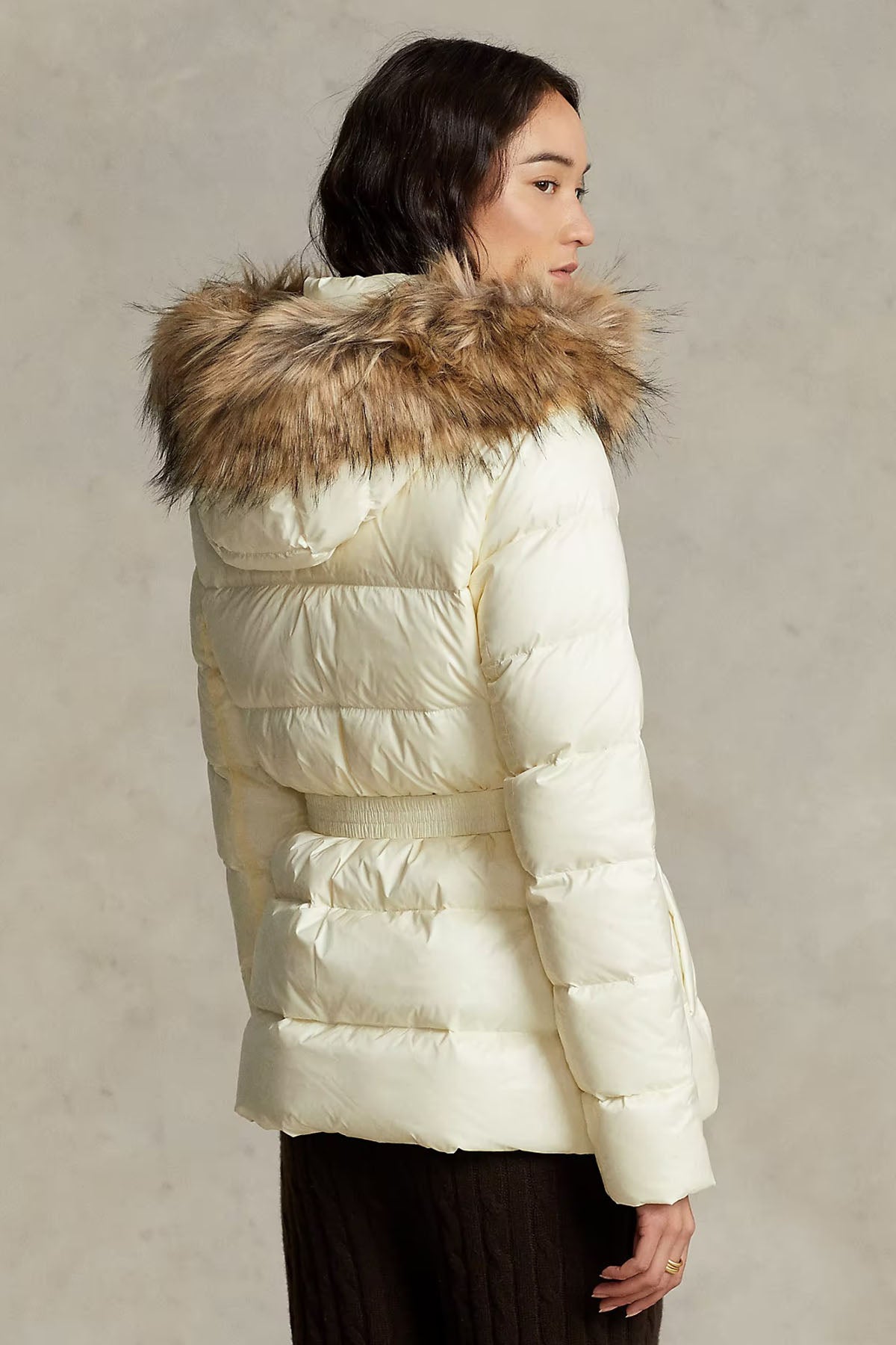 Polo Ralph Lauren Belden Kemerli Kürklü Kapüşonlu Puffer Mont-Libas Trendy Fashion Store