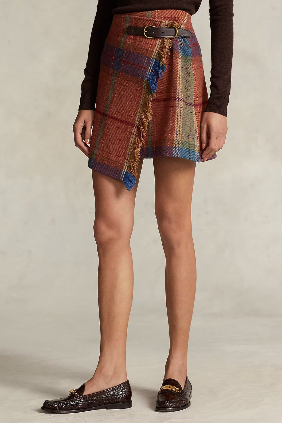 Polo Ralph Lauren Ekoseli Püsküllü Mini Yün Etek-Libas Trendy Fashion Store