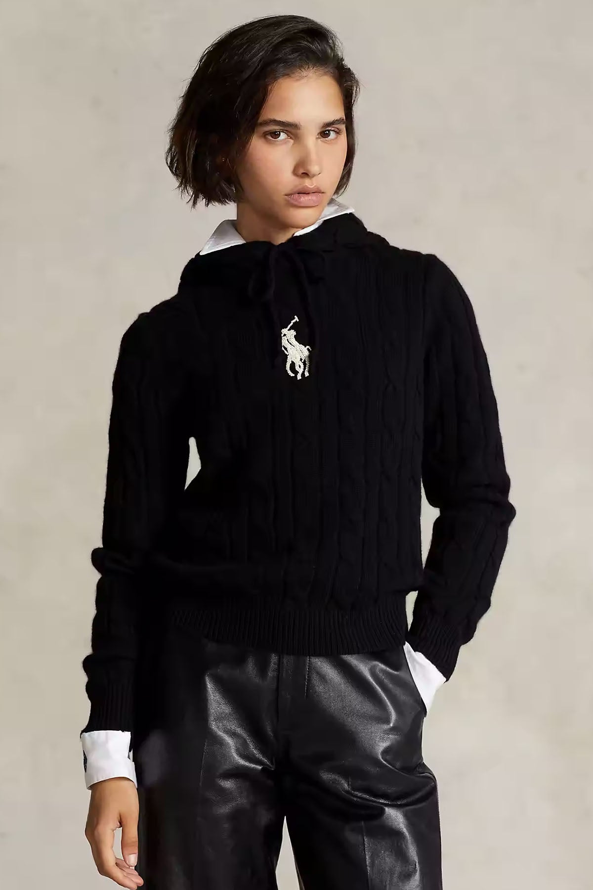 Polo Ralph Lauren Saç Örgü Kapüşonlu Kaşmirli Yün Triko-Libas Trendy Fashion Store