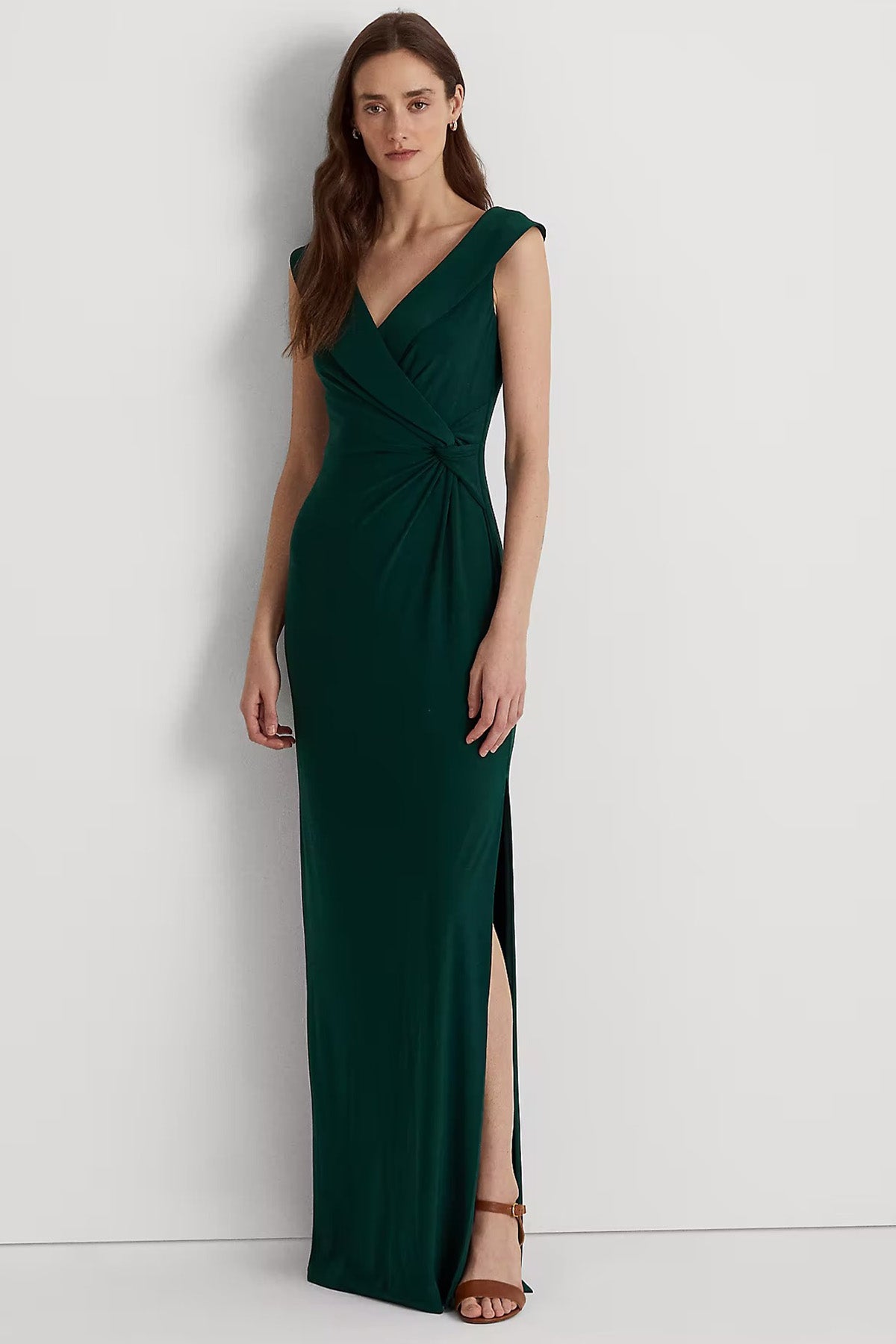 Polo Ralph Lauren V Yaka Maxi Abiye Elbise-Libas Trendy Fashion Store