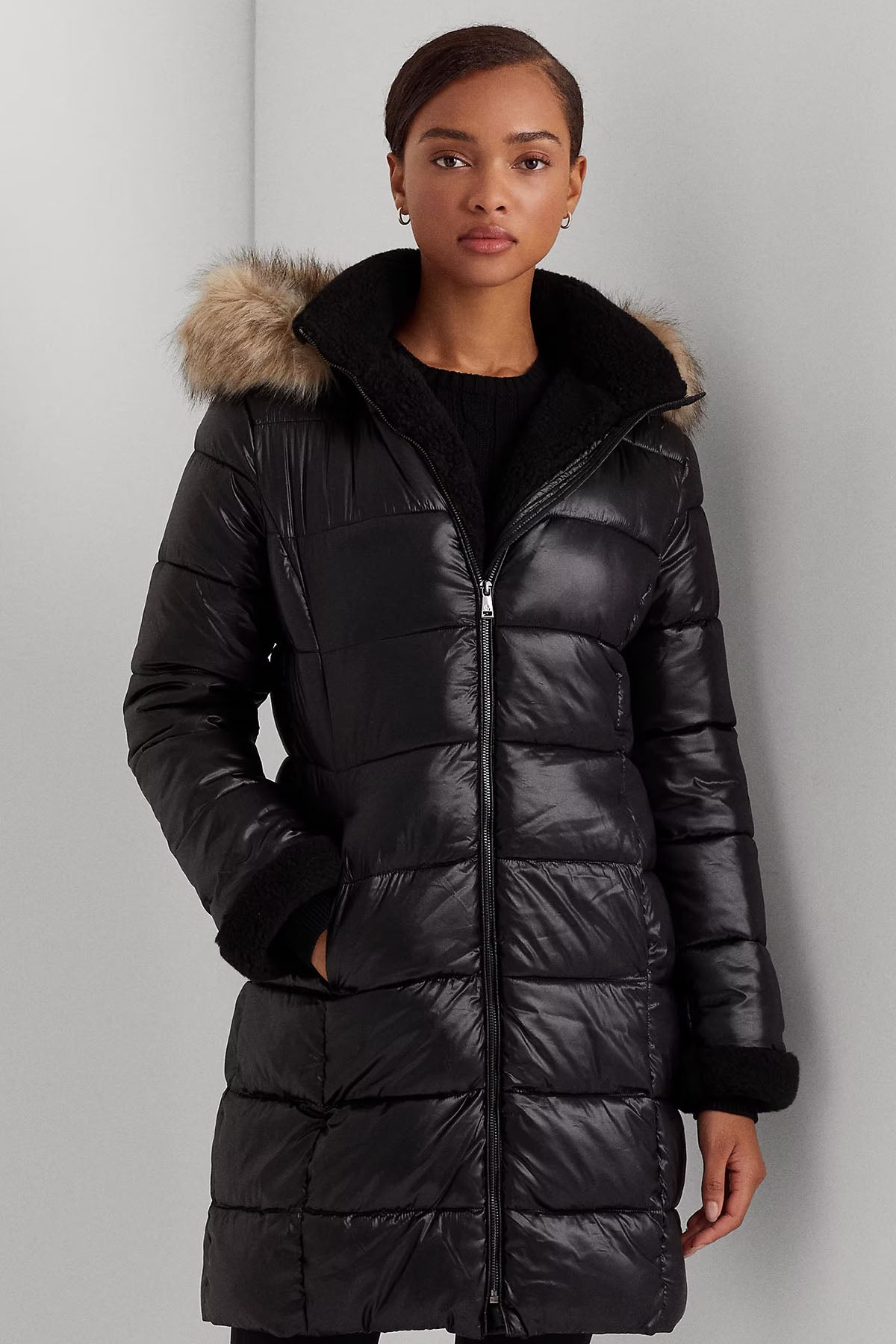 Polo Ralph Lauren Kürklü Kapüşonlu Puffer Mont-Libas Trendy Fashion Store