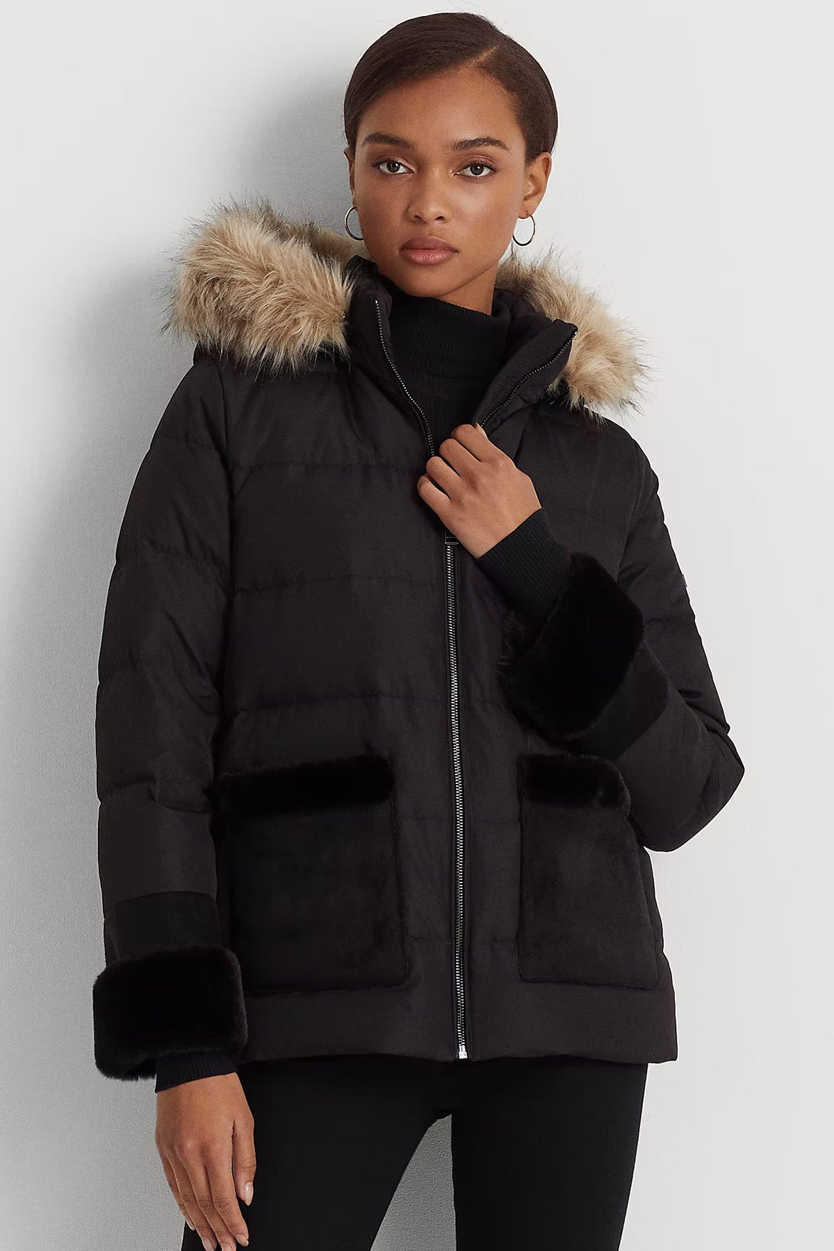 Polo Ralph Lauren Kürklü Kapüşonlu Puffer Mont-Libas Trendy Fashion Store