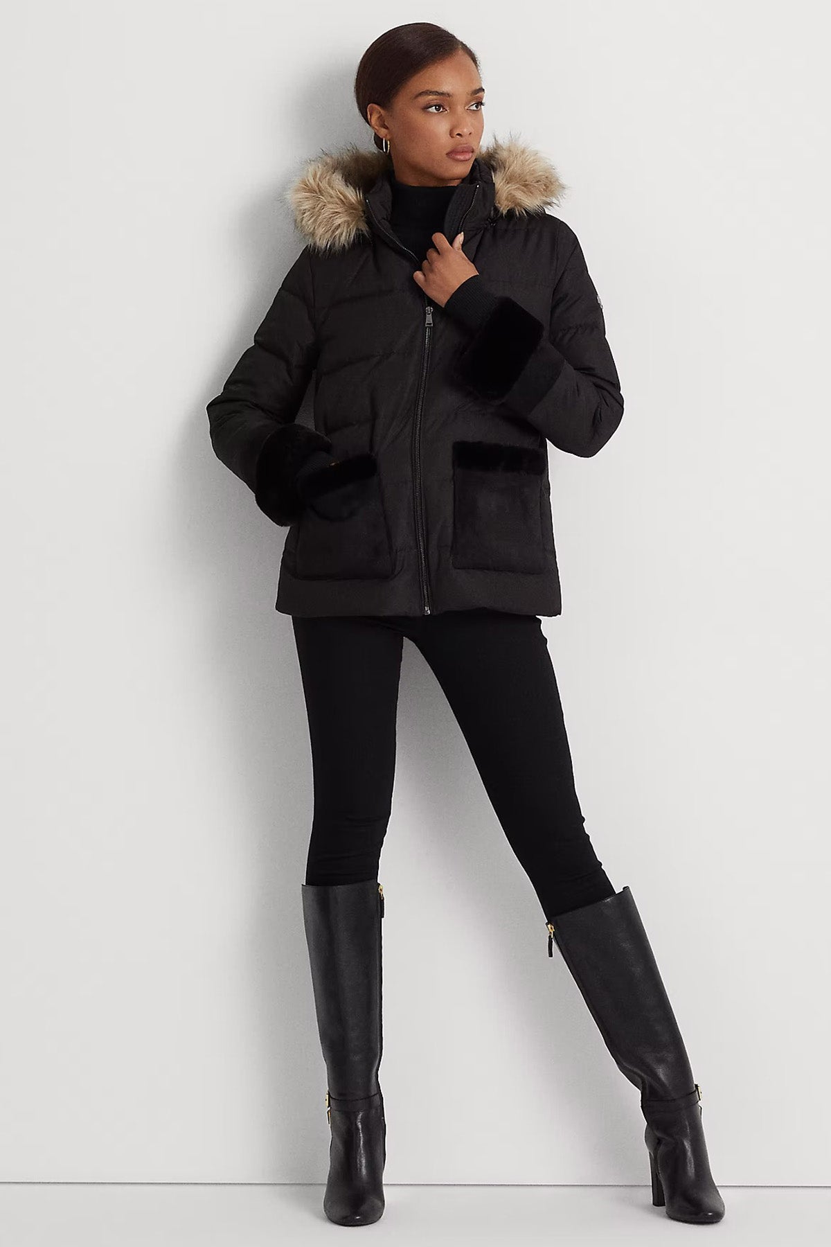 Polo Ralph Lauren Kürklü Kapüşonlu Puffer Mont-Libas Trendy Fashion Store