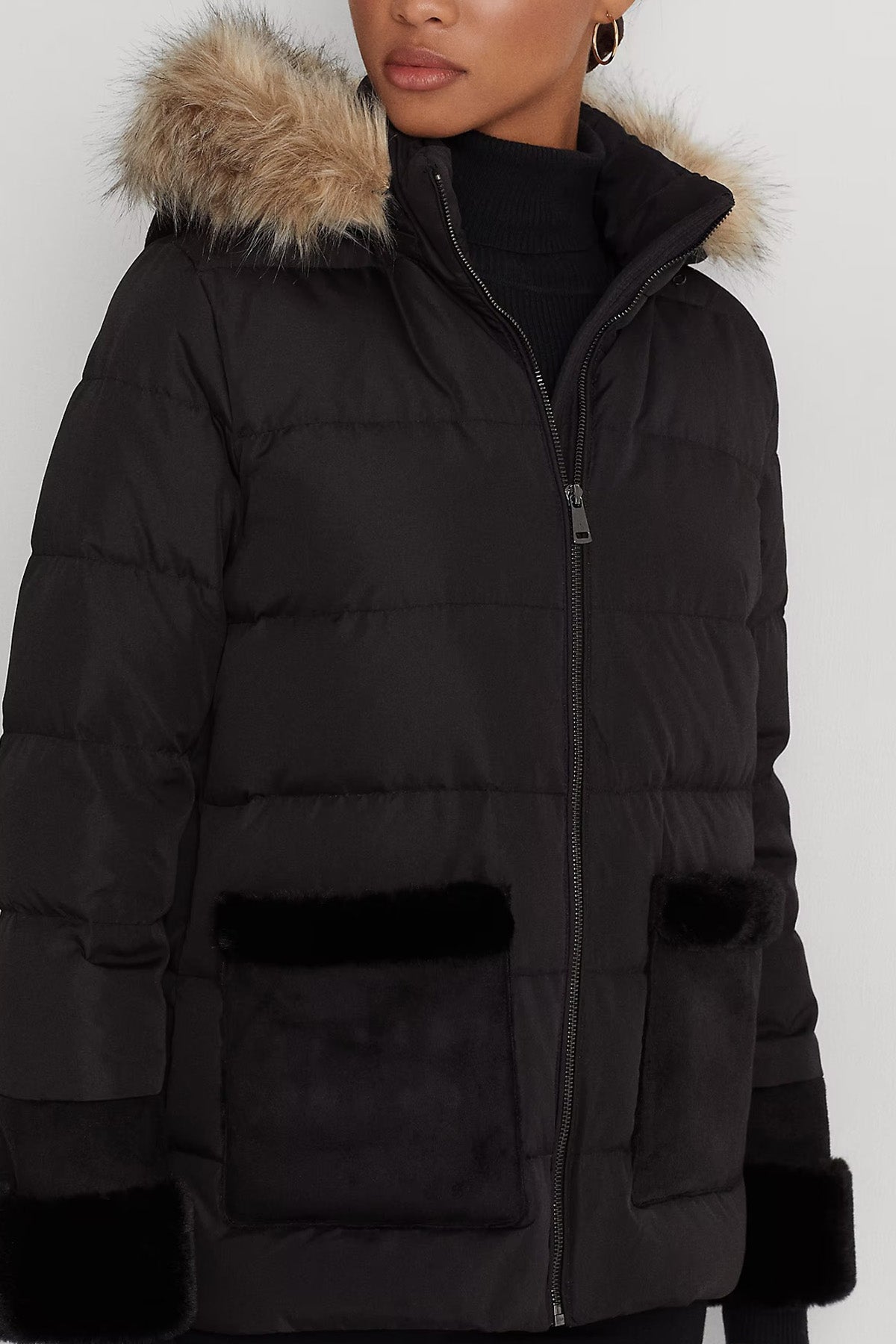 Polo Ralph Lauren Kürklü Kapüşonlu Puffer Mont-Libas Trendy Fashion Store