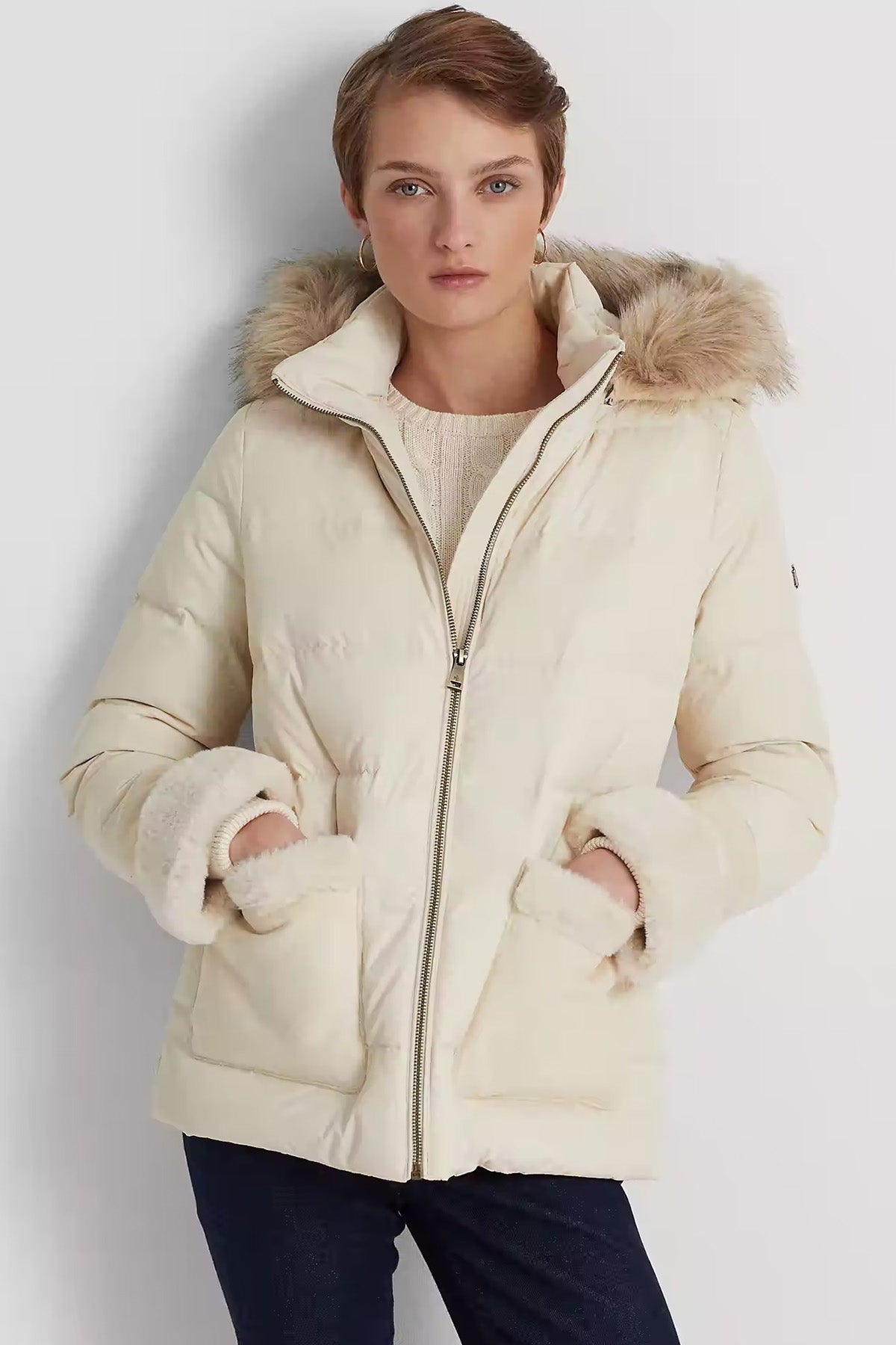 Polo Ralph Lauren Kürklü Kapüşonlu Puffer Mont-Libas Trendy Fashion Store