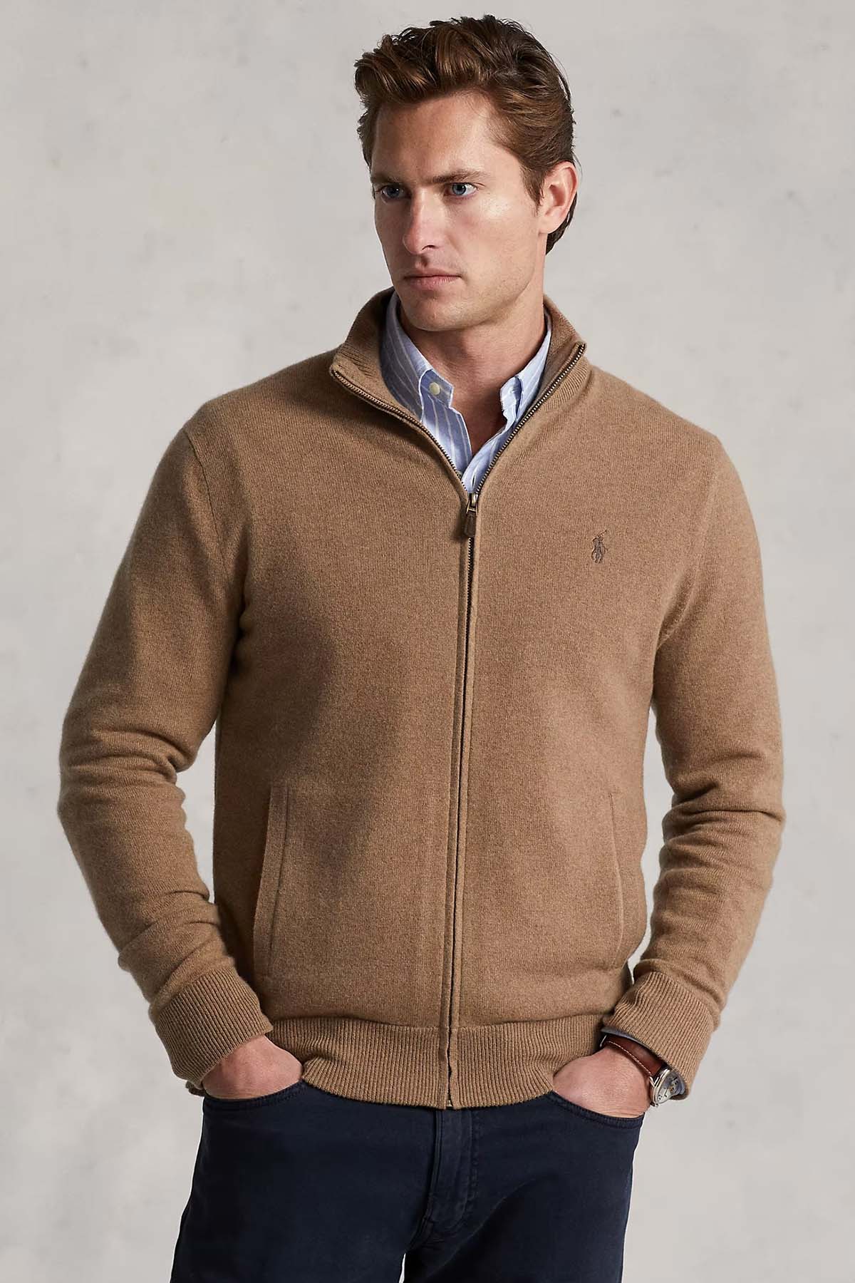 Polo Ralph Lauren Dik Yaka Yün Triko Ceket-Libas Trendy Fashion Store