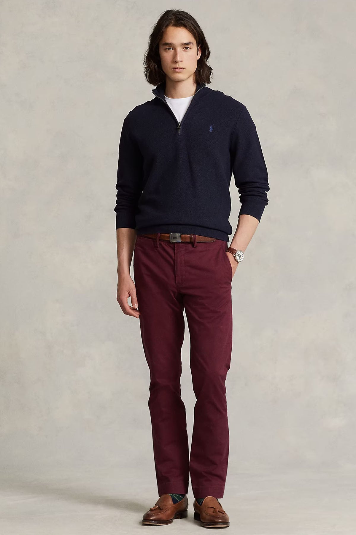 Polo Ralph Lauren Dik Yaka Yarım Fermuarlı Triko-Libas Trendy Fashion Store