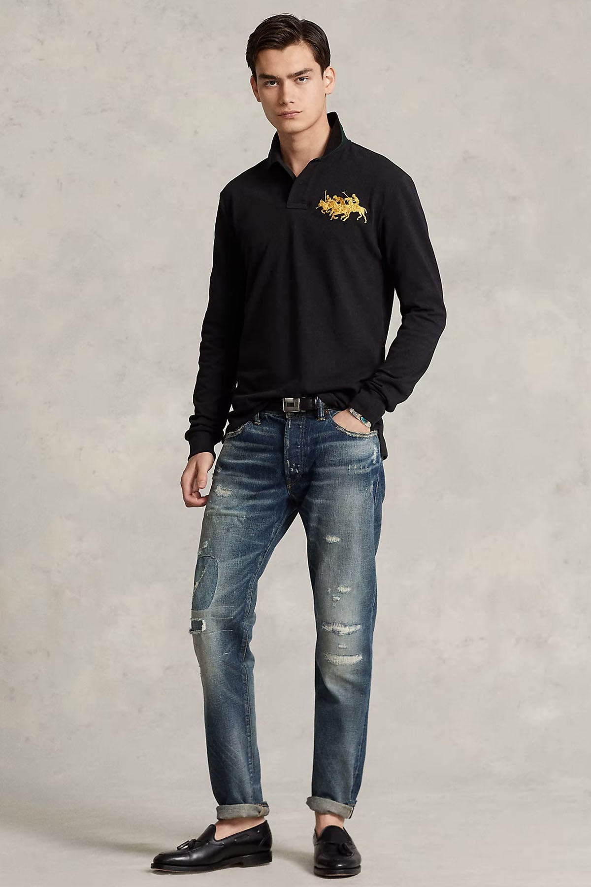 Polo Ralph Lauren Custom Slim Fit Triple Pony Polo Yaka T-Shirt-Libas Trendy Fashion Store