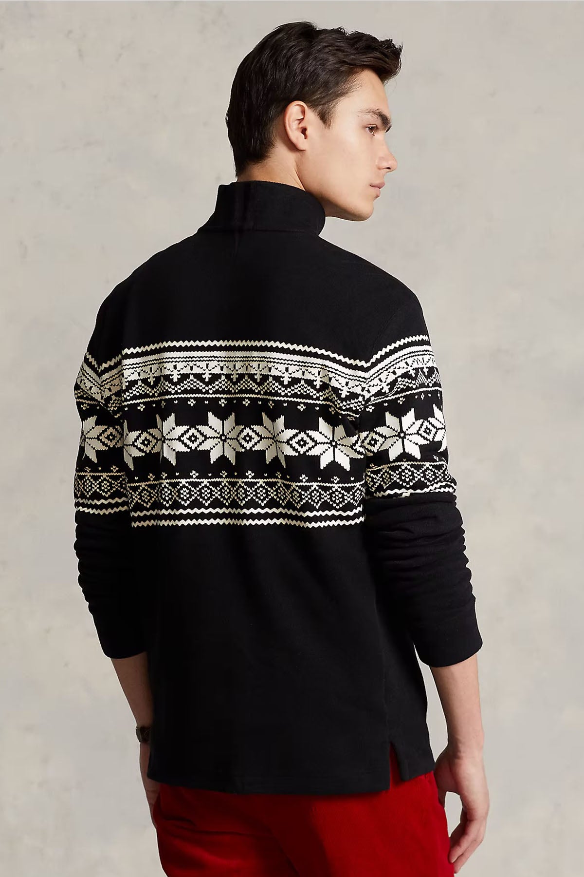 Polo Ralph Lauren Dik Yaka Yarım Fermuarlı Etnik Desenli Triko-Libas Trendy Fashion Store