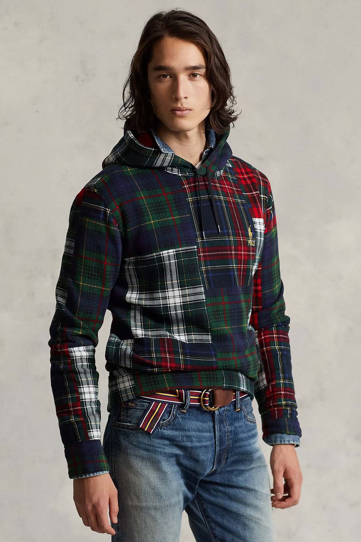 Polo Ralph Lauren Patchwork Ekose Desenli Kapüşonlu Sweatshirt-Libas Trendy Fashion Store