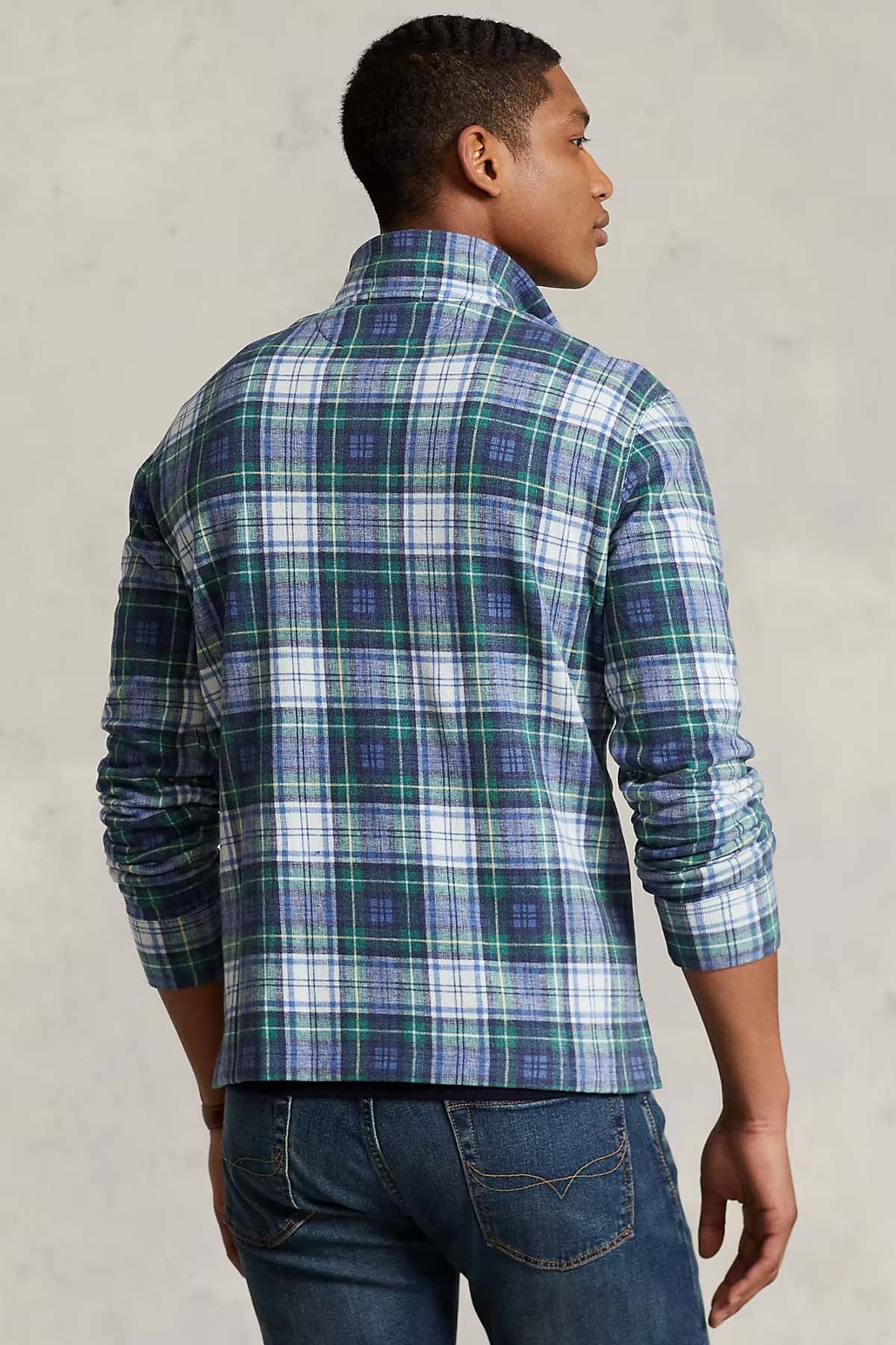 Polo Ralph Lauren Dik Yaka Ekose Desenli Yarım Fermuarlı Sweatshirt-Libas Trendy Fashion Store