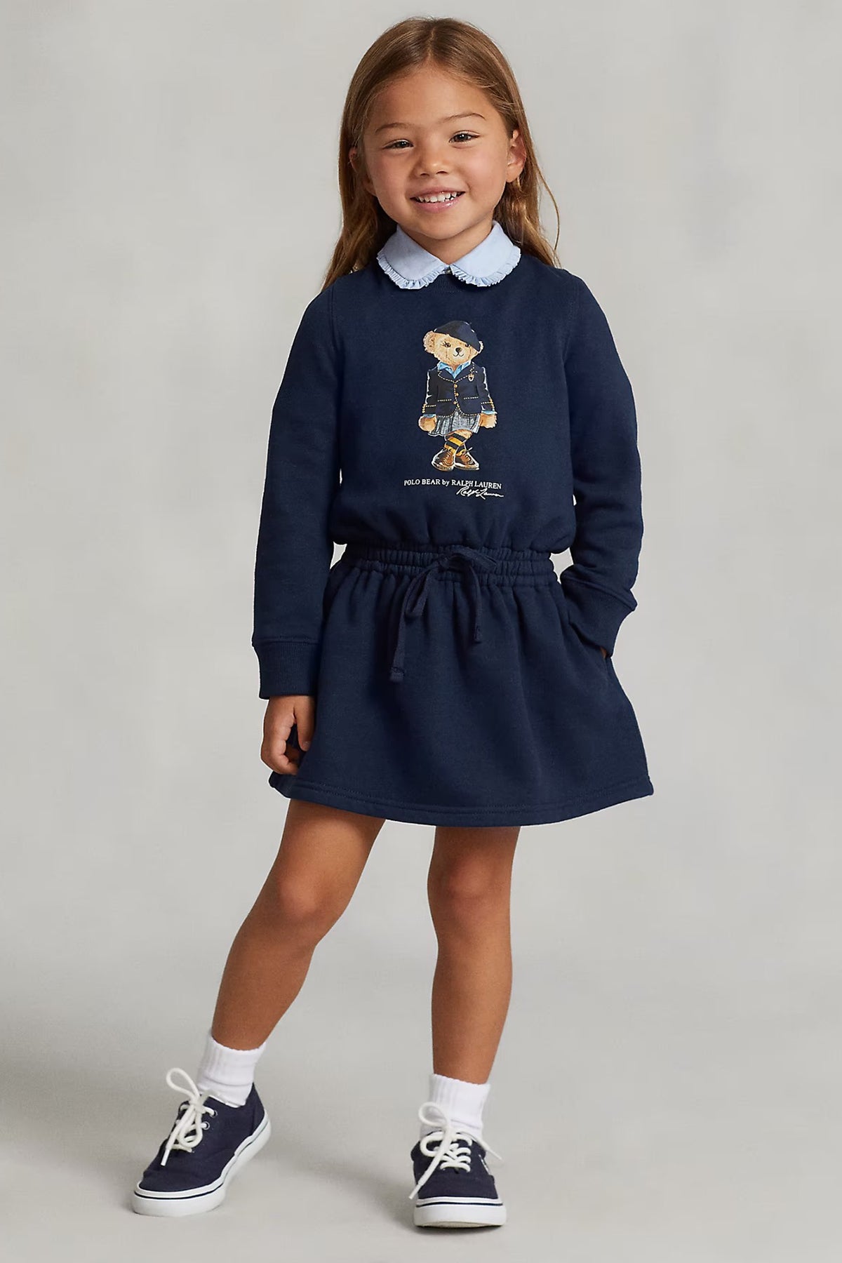 Polo Ralph Lauren Kids 3-4 Yaş Kız Çocuk Polo Bear Sweatshirt Elbise-Libas Trendy Fashion Store