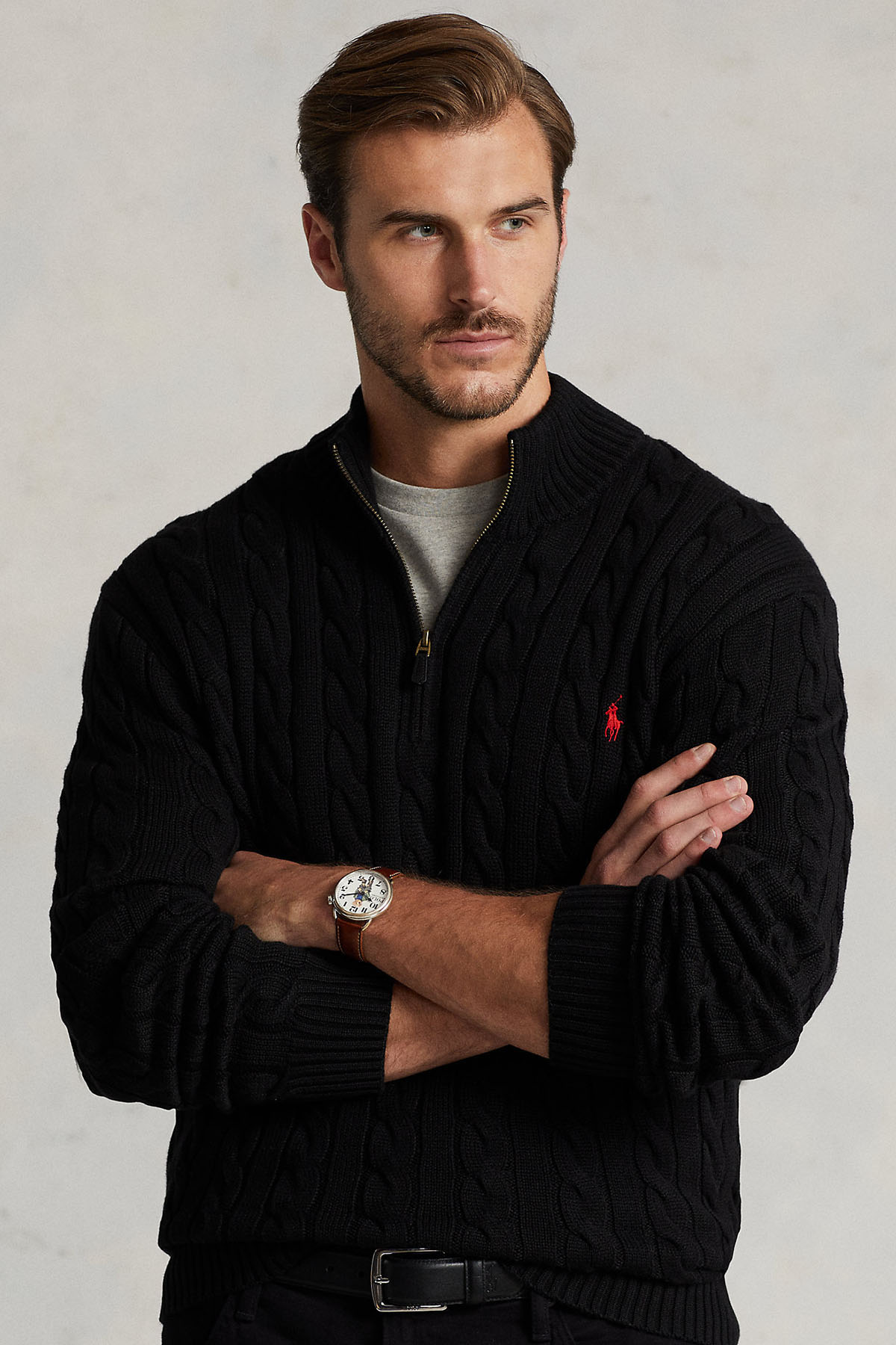 Polo Ralph Lauren Yarım Fermuarlı Dik Yaka Saç Örgü Triko-Libas Trendy Fashion Store