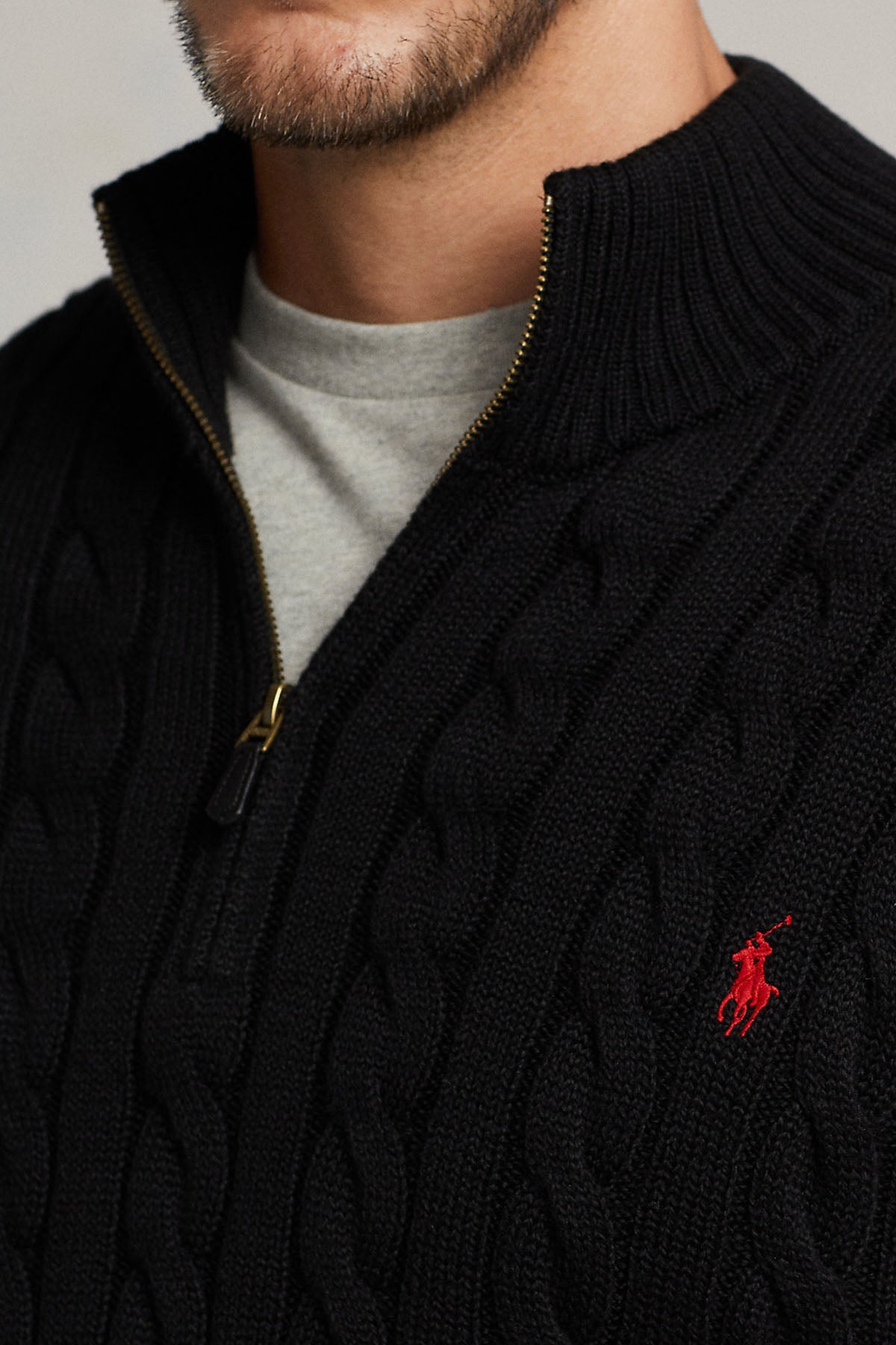 Polo Ralph Lauren Yarım Fermuarlı Dik Yaka Saç Örgü Triko-Libas Trendy Fashion Store