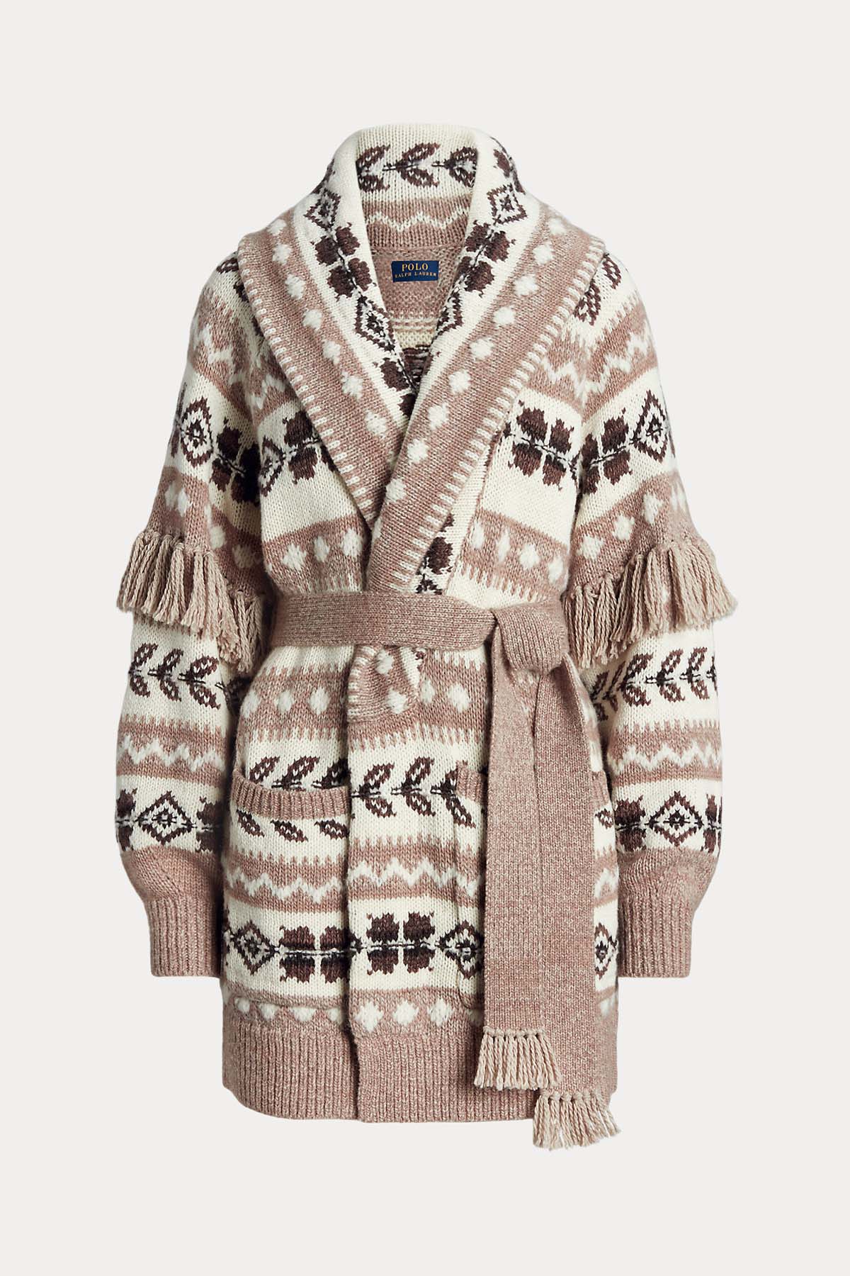 Polo Ralph Lauren Fair Isle Desen Kuşaklı Yün Örgü Ceket-Libas Trendy Fashion Store