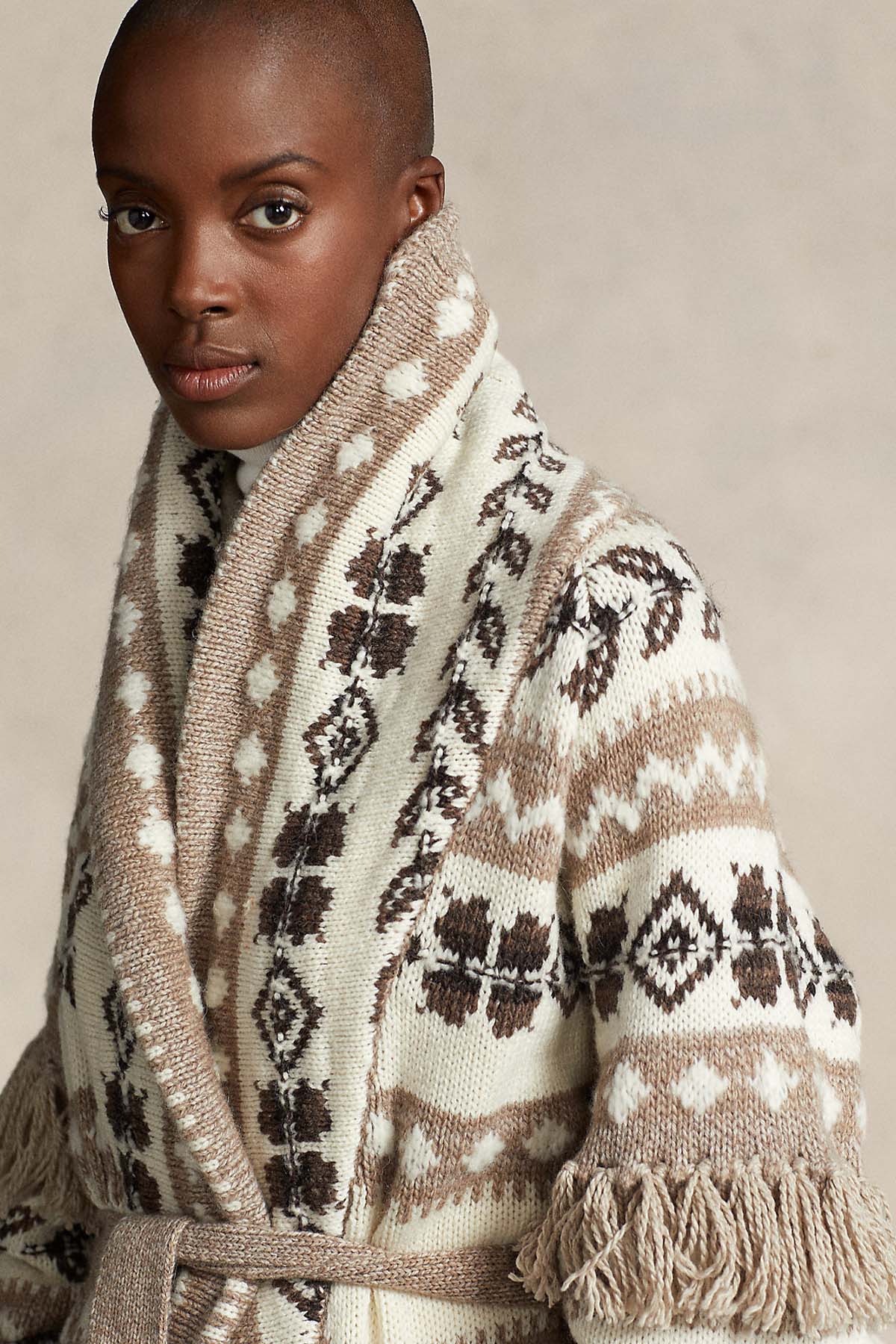 Polo Ralph Lauren Fair Isle Desen Kuşaklı Yün Örgü Ceket-Libas Trendy Fashion Store