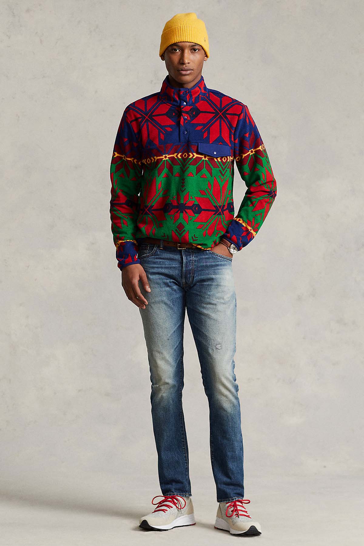 Polo Ralph Lauren Fair Isle Desenli Dik Yaka Polar Sweatshirt-Libas Trendy Fashion Store