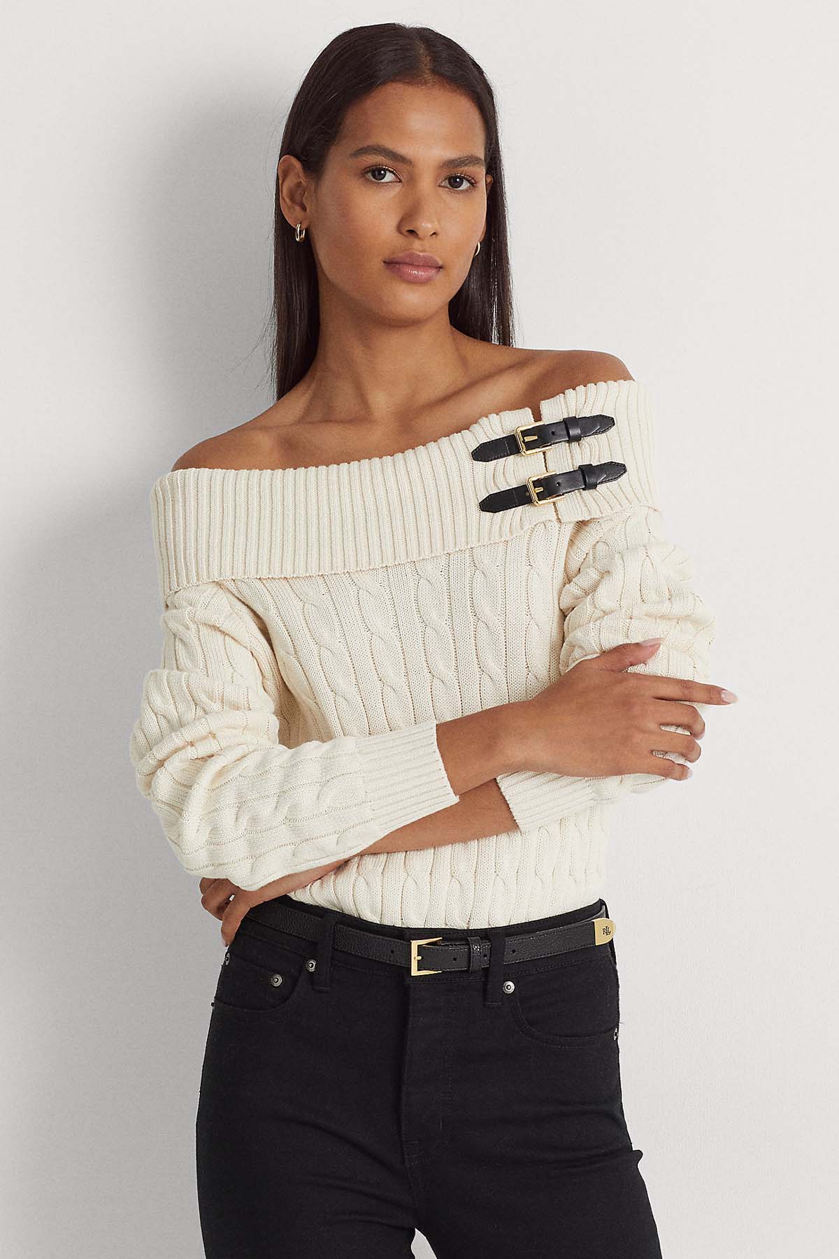 Polo Ralph Lauren Kayık Yaka Saç Örgü Triko-Libas Trendy Fashion Store