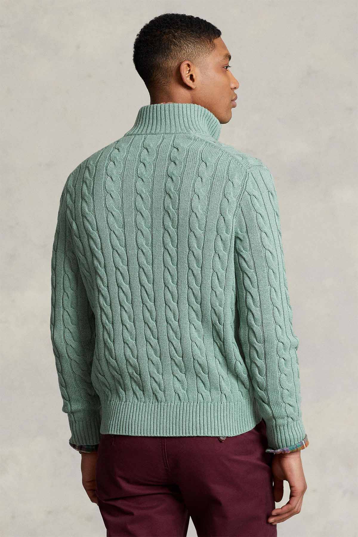 Polo Ralph Lauren Yarım Fermuarlı Dik Yaka Saç Örgü Triko-Libas Trendy Fashion Store