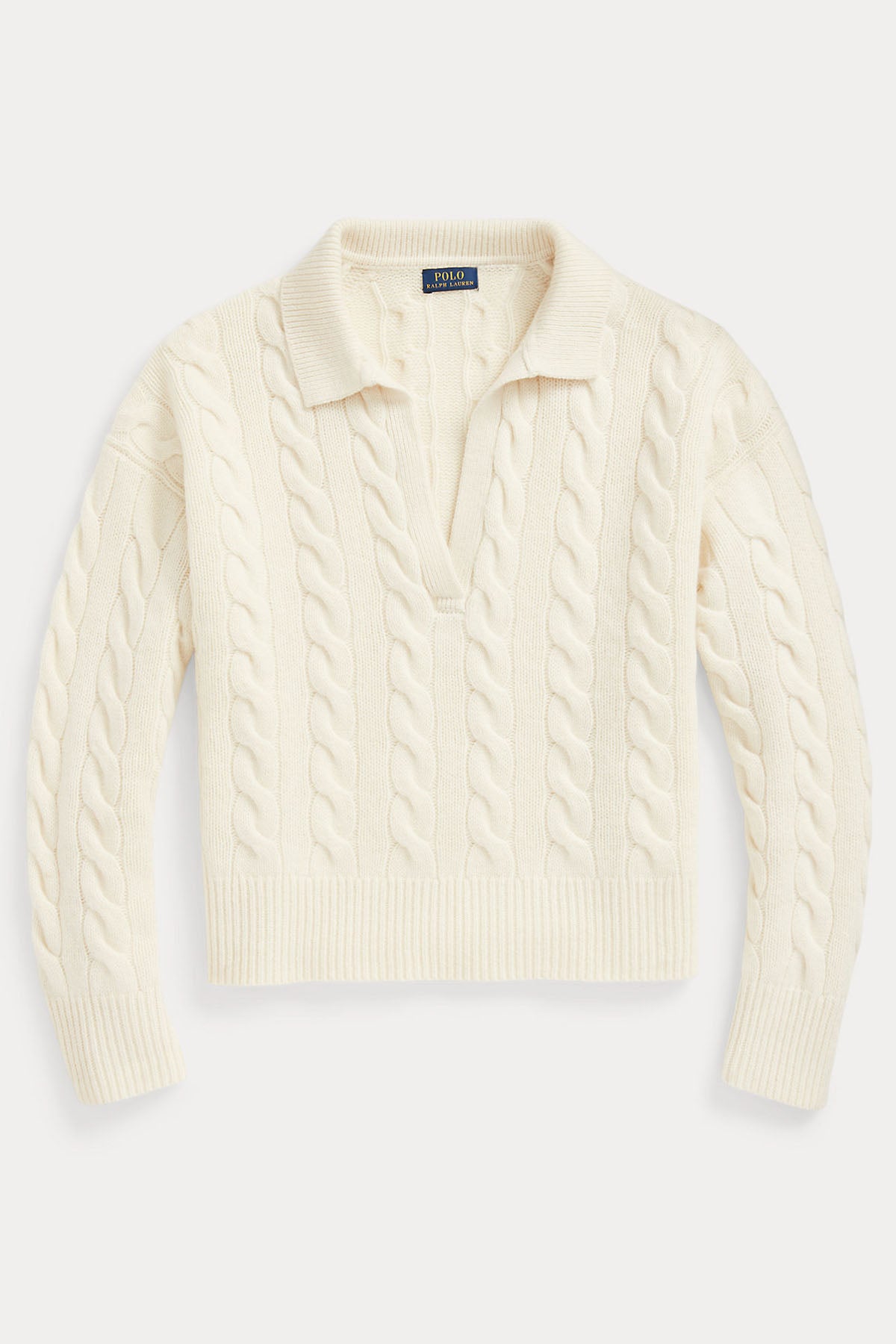 Polo Ralph Lauren Geniş Kesim V Yaka Kaşmirli Saç Örgü Triko-Libas Trendy Fashion Store