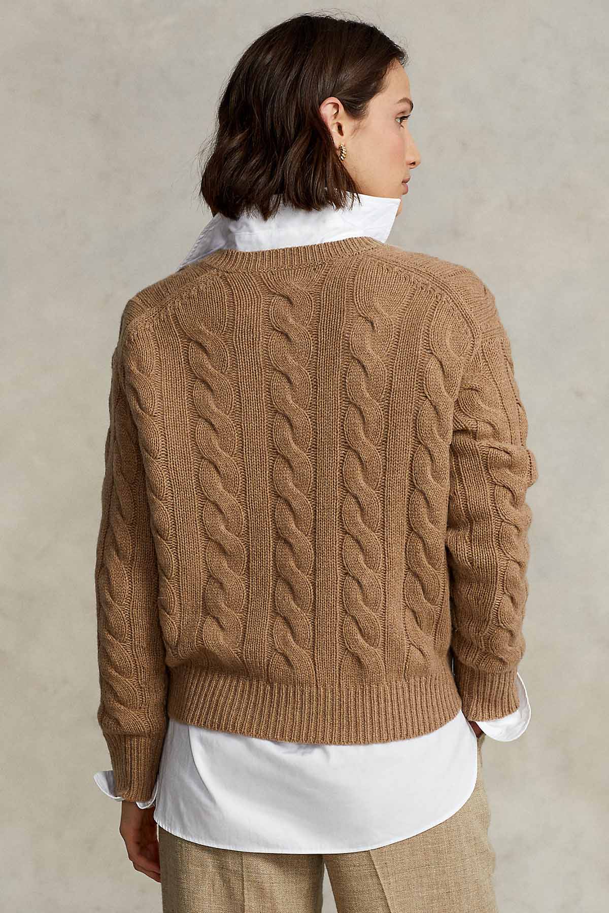 Polo Ralph Lauren Derin V Yaka Kaşmirli Yün Saç Örgü Triko-Libas Trendy Fashion Store