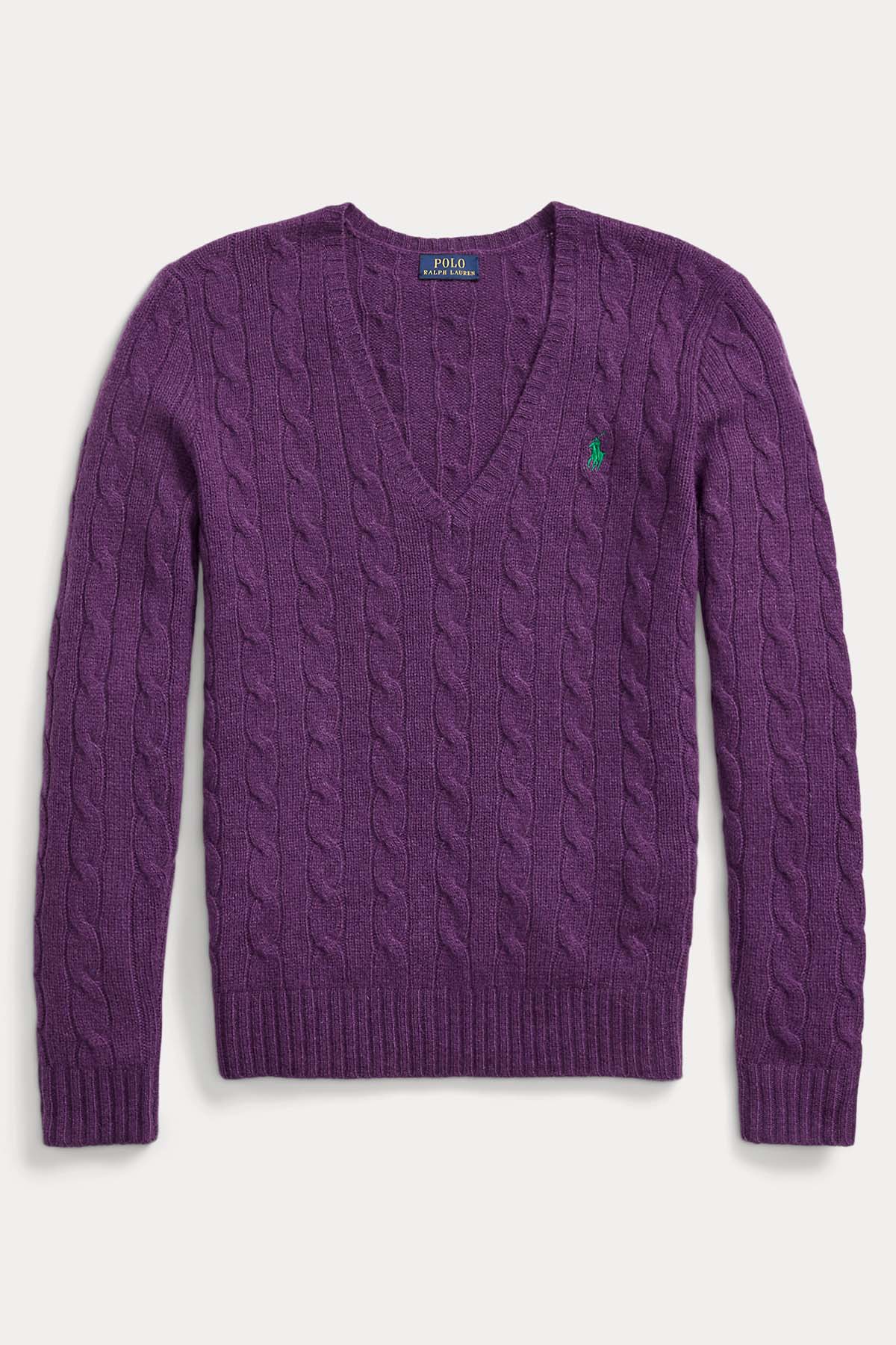 Polo Ralph Lauren V Yaka Saç Örgü Kaşmirli Yün Triko-Libas Trendy Fashion Store