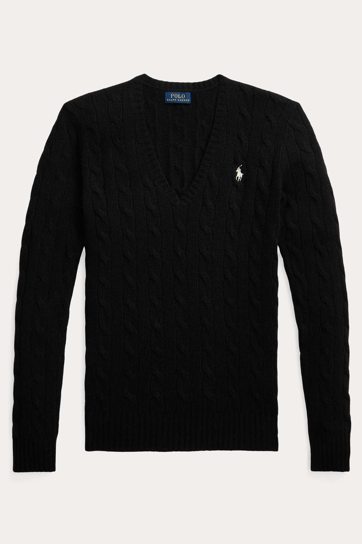 Polo Ralph Lauren V Yaka Saç Örgü Kaşmirli Yün Triko-Libas Trendy Fashion Store